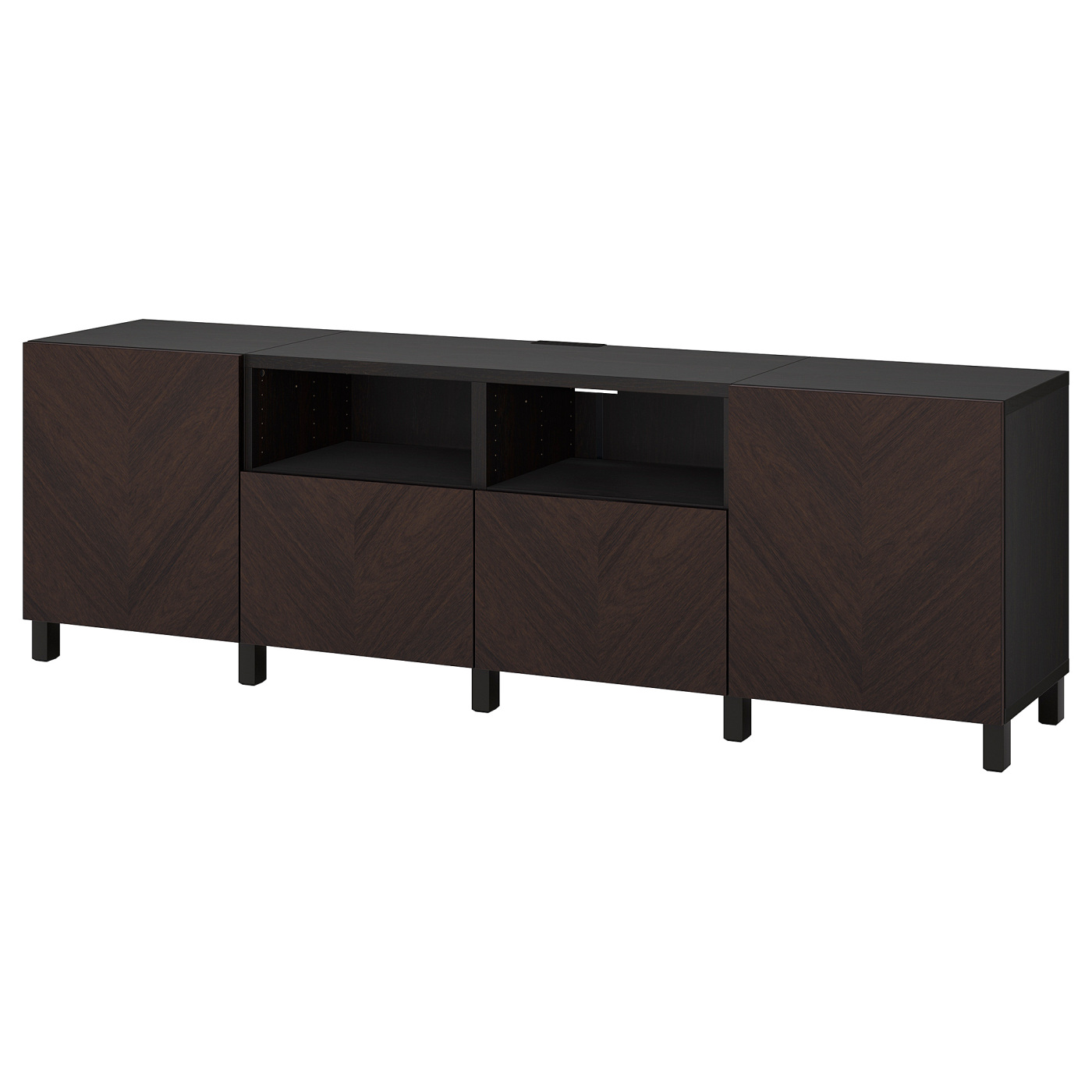 BESTÅ TV bench with doors and drawers black-brown Hedeviken