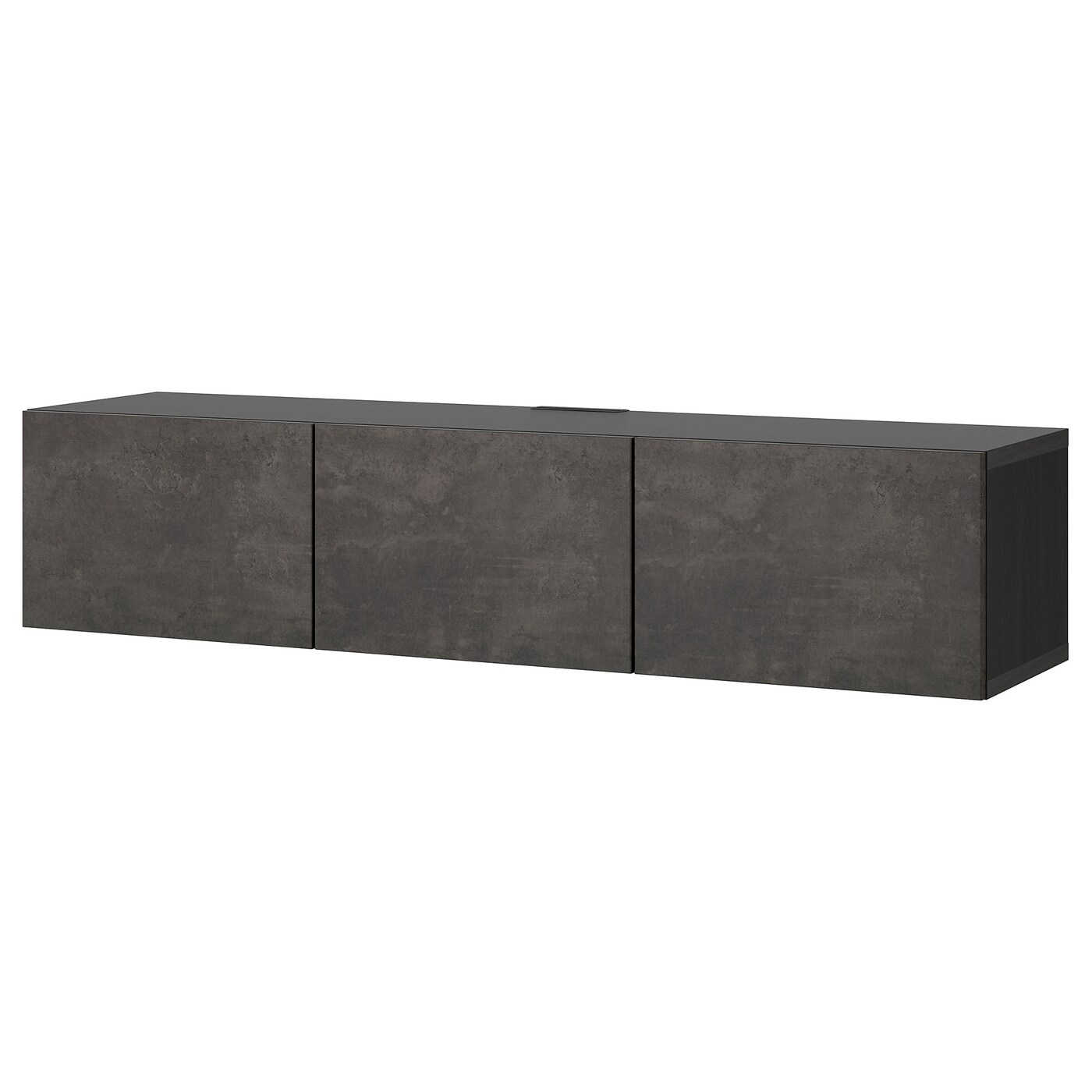 BESTÅ TV bench with doors black-brown/Kallviken concrete