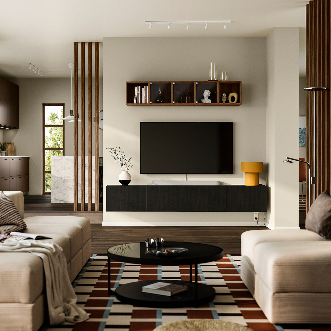 BESTÅ TV bench with doors black-brown/Lappviken black-brown - IKEA