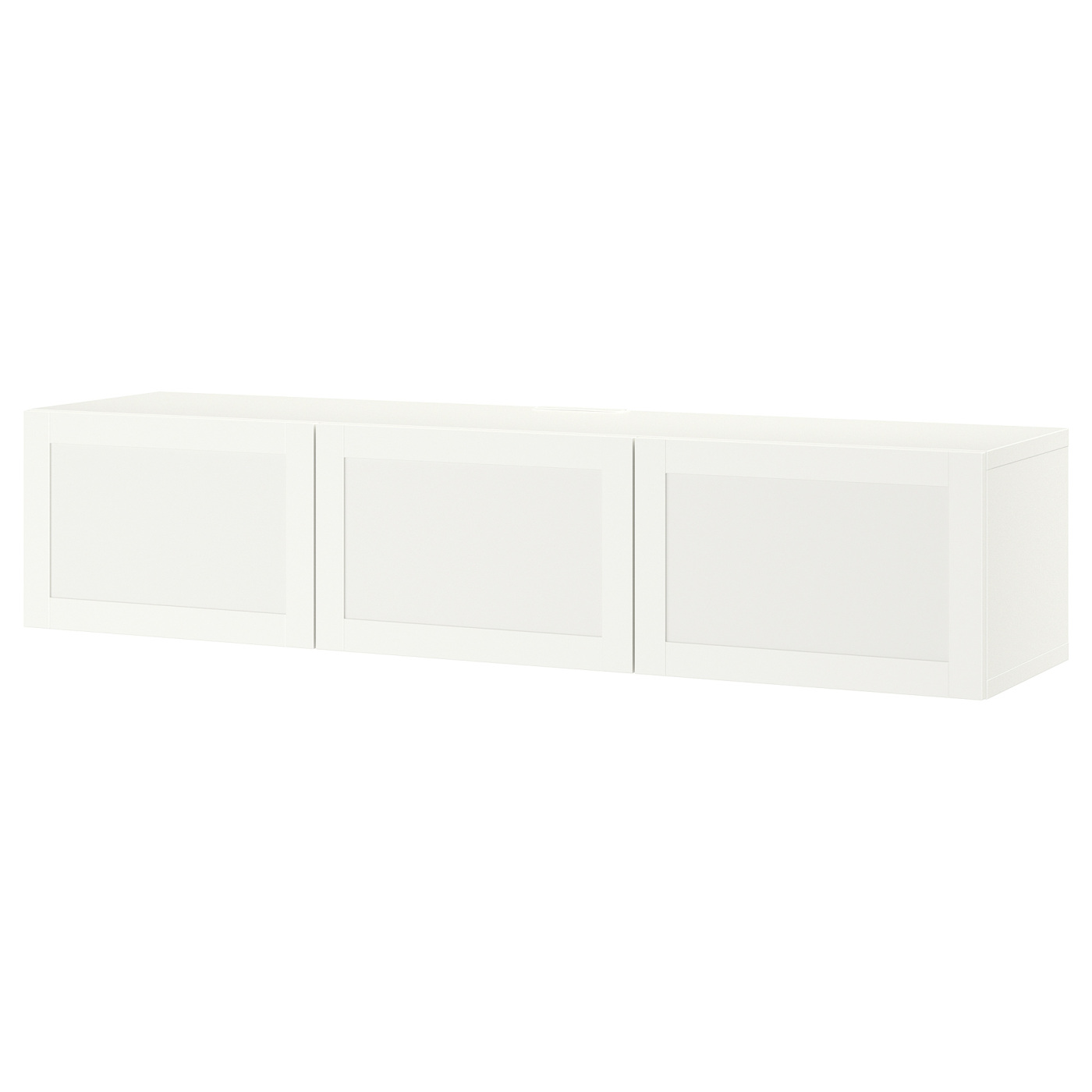 BESTÅ TV bench with doors white/Hanviken white - IKEA
