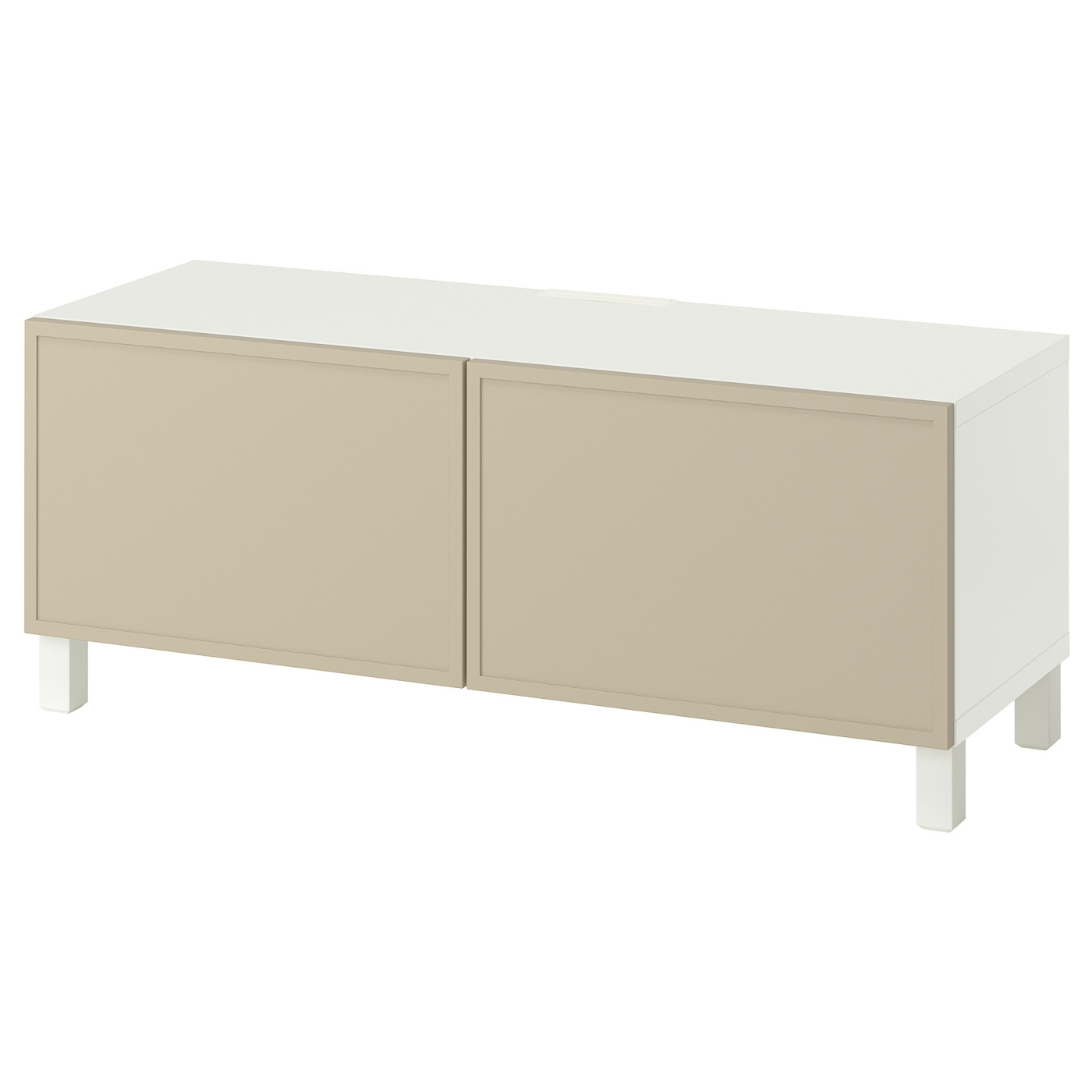 BESTÅ TV bench with doors white/Krukmakare beige - IKEA