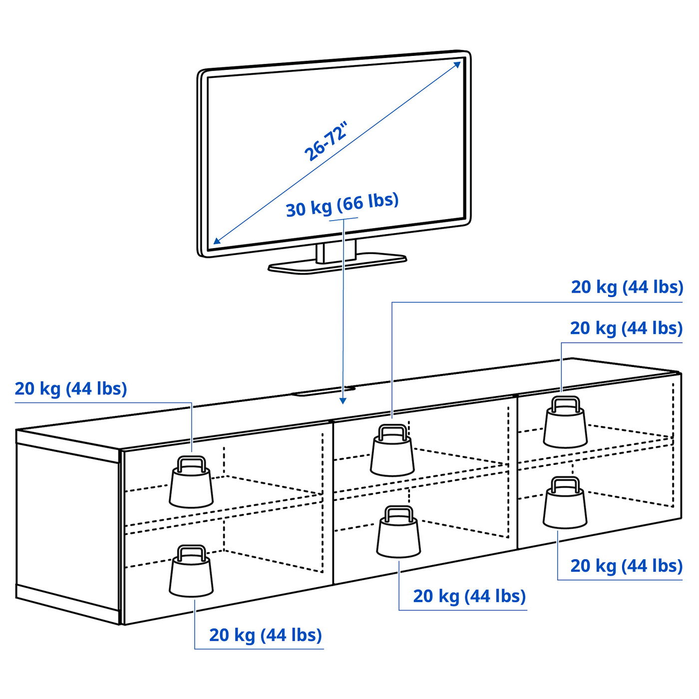 BESTÅ TV bench with doors white/Riksviken light bronze effect - IKEA