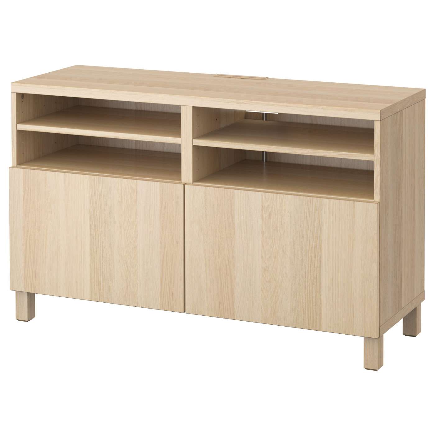 BESTÅ TV bench with doors white stained oak effect/Lappviken
