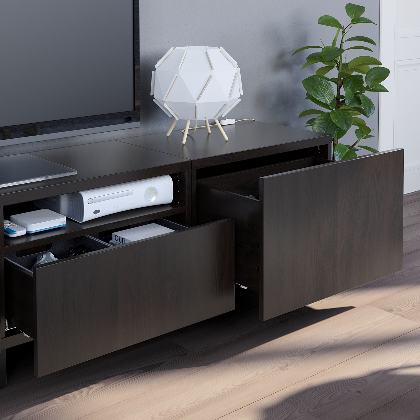 BESTÅ TV storage combination black-brown/Lappviken/Stubbarp black