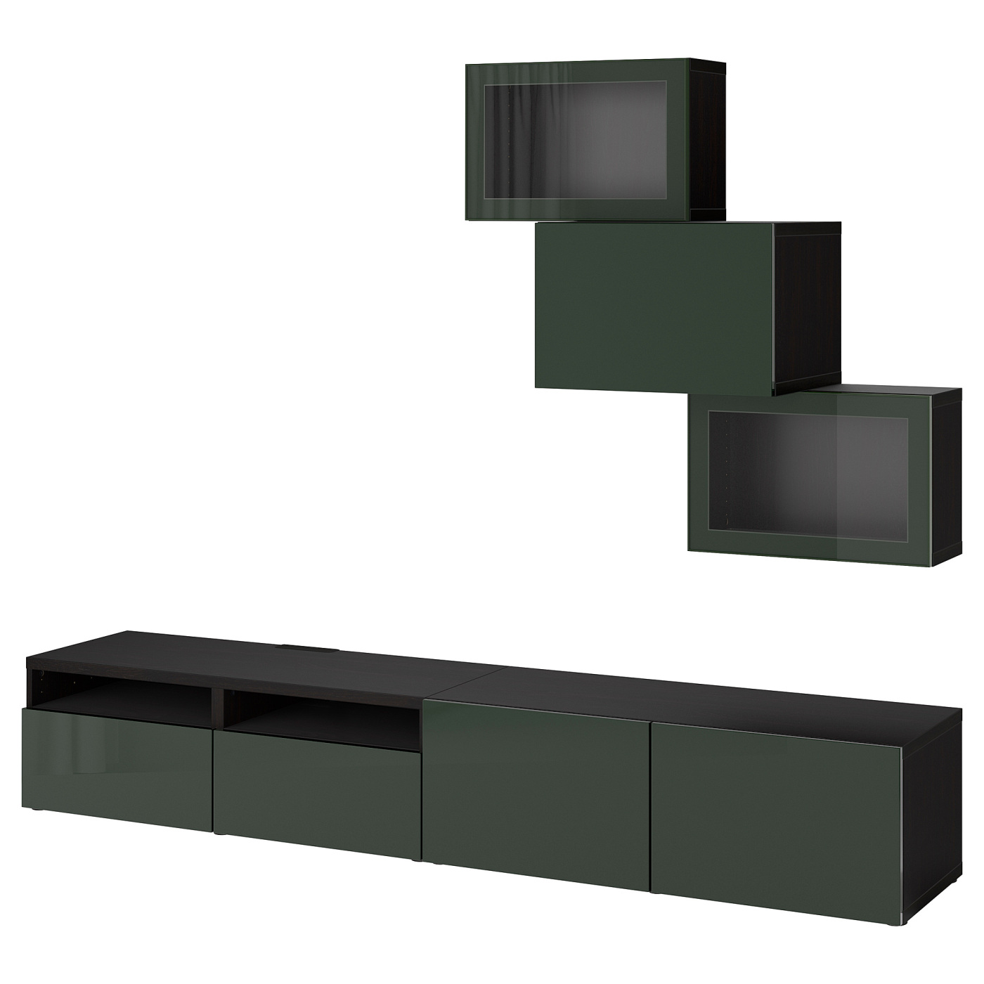BESTÅ TV storage combination/glass doors black-brown Glassvik