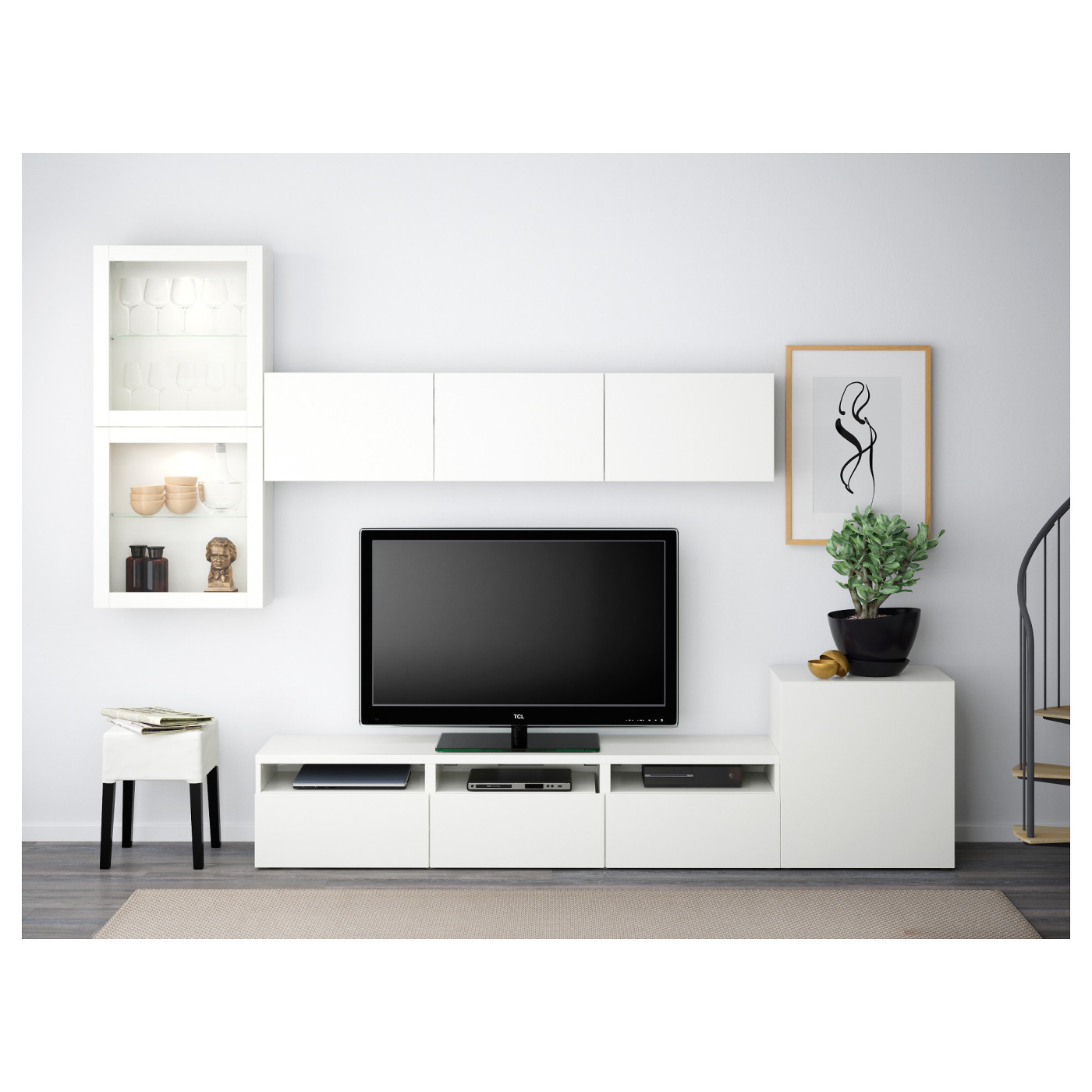 BESTÅ TV storage combination/glass doors white/Lappviken white