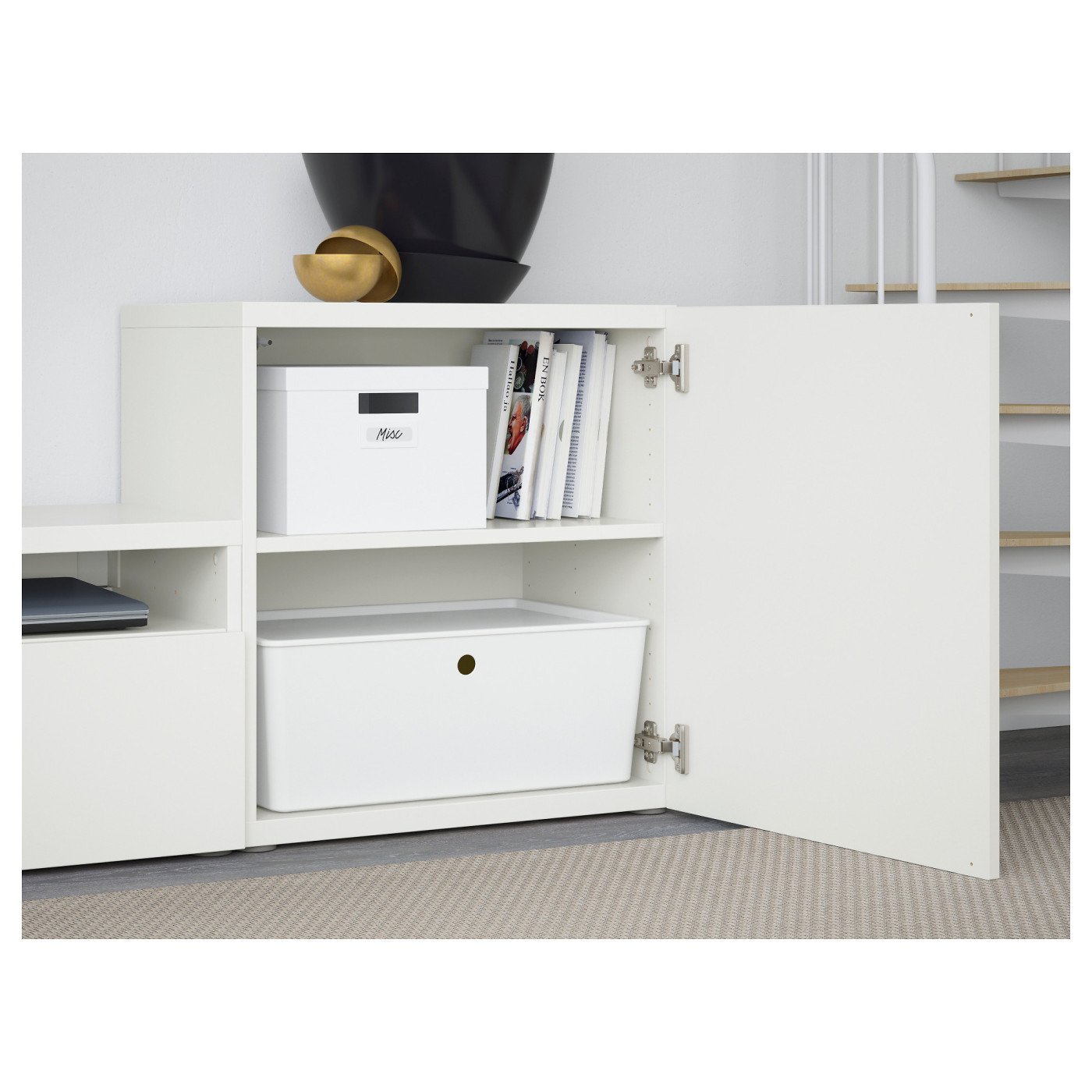 BESTÅ TV storage combination/glass doors white/Lappviken white