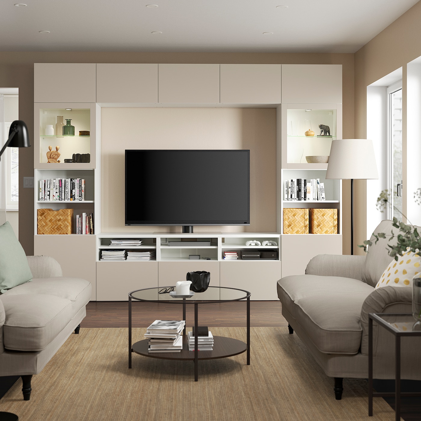 BESTÅ storage combination w glass doors, dark grey Lappviken