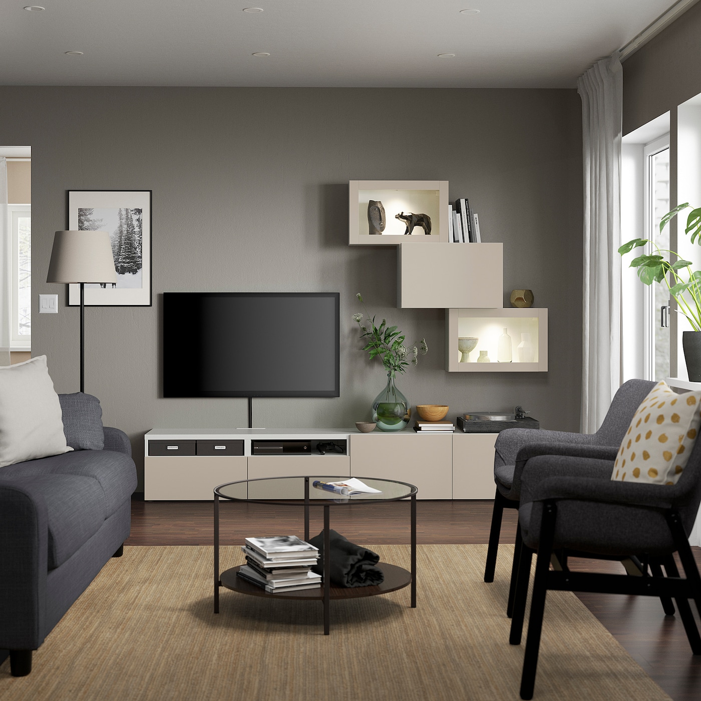 BESTÅ TV storage combination/glass doors white Sindvik
