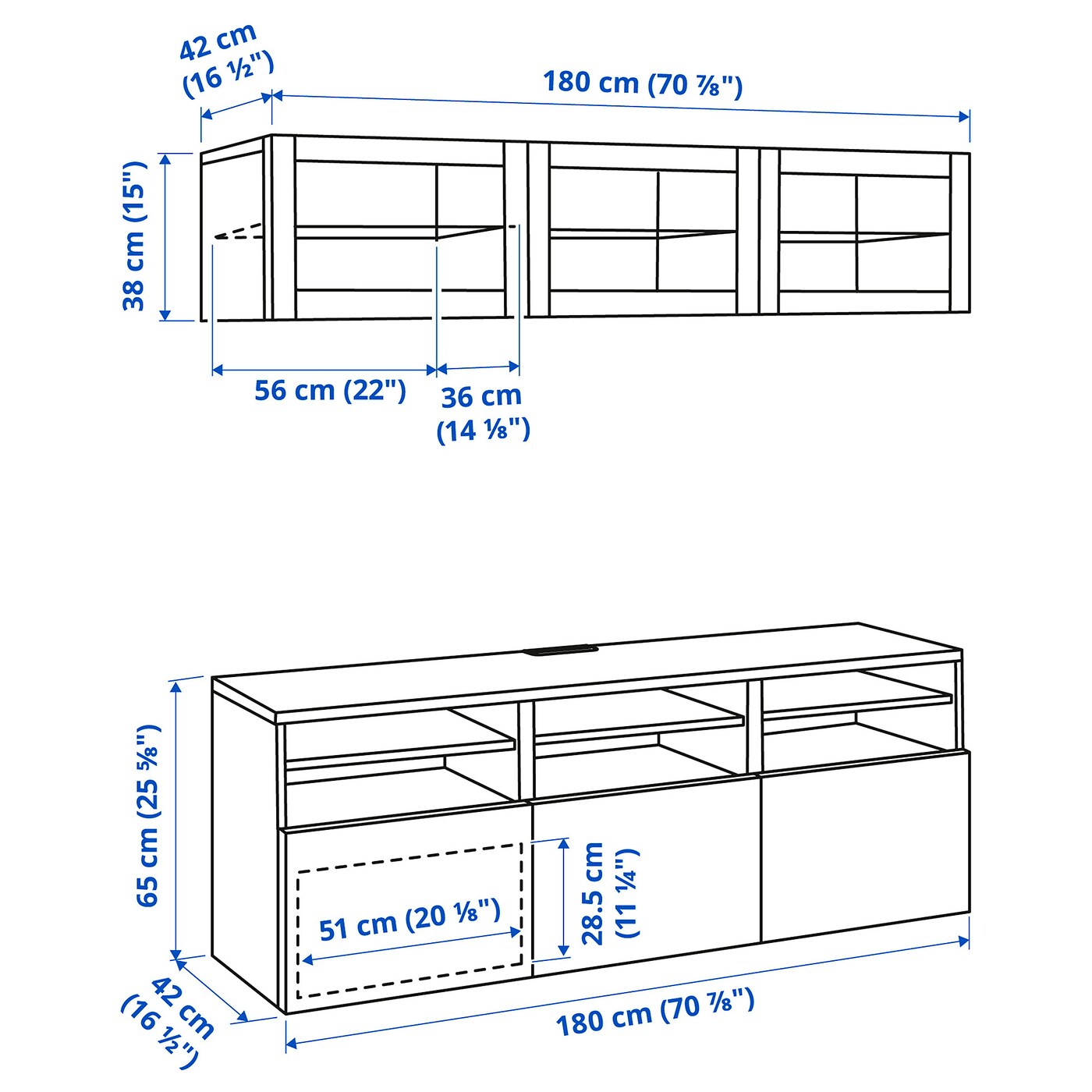 BESTÅ TV storage combination/glass doors white Sindvik