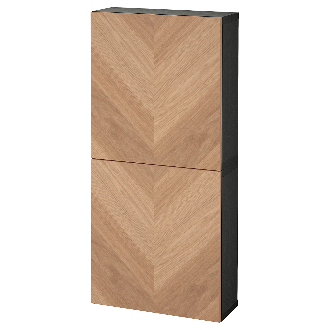 Kakiokaページ BESTÅ wall cabinet with 2 doors black-brown/Hedeviken oak veneer