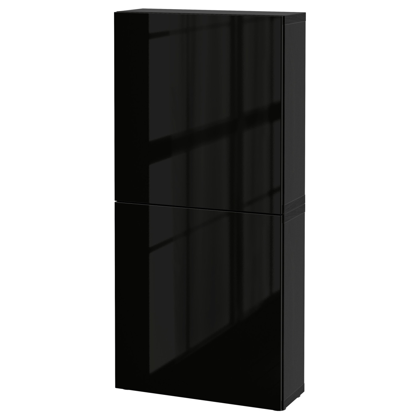 BESTÅ wall cabinet with 2 doors black-brown/Selsviken high-gloss