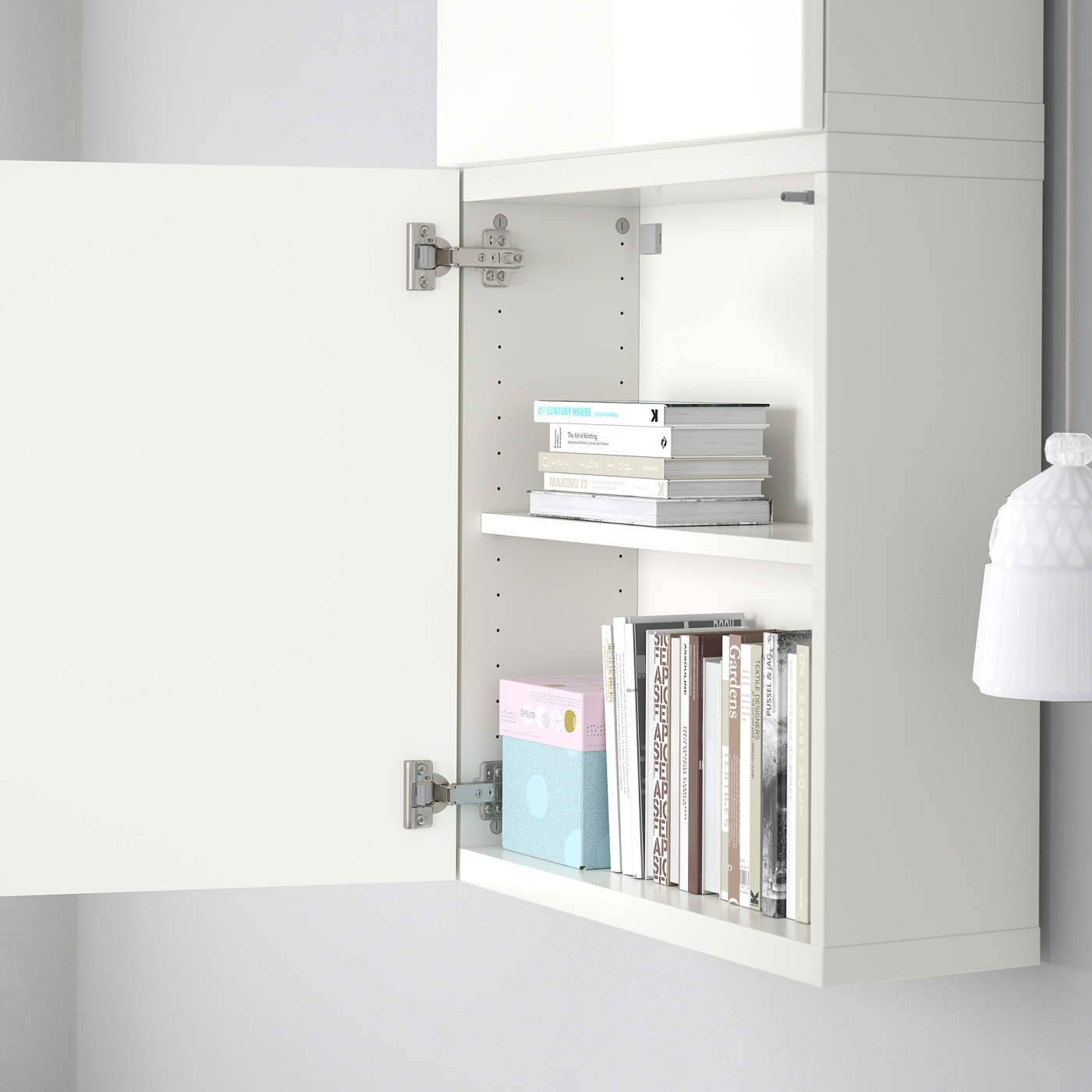 BESTÅ wall cabinet with 2 doors white/Selsviken high-gloss/white
