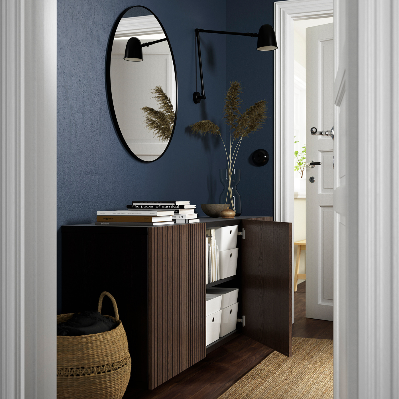 BESTÅ wall-mounted cabinet combination black-brown Björköviken
