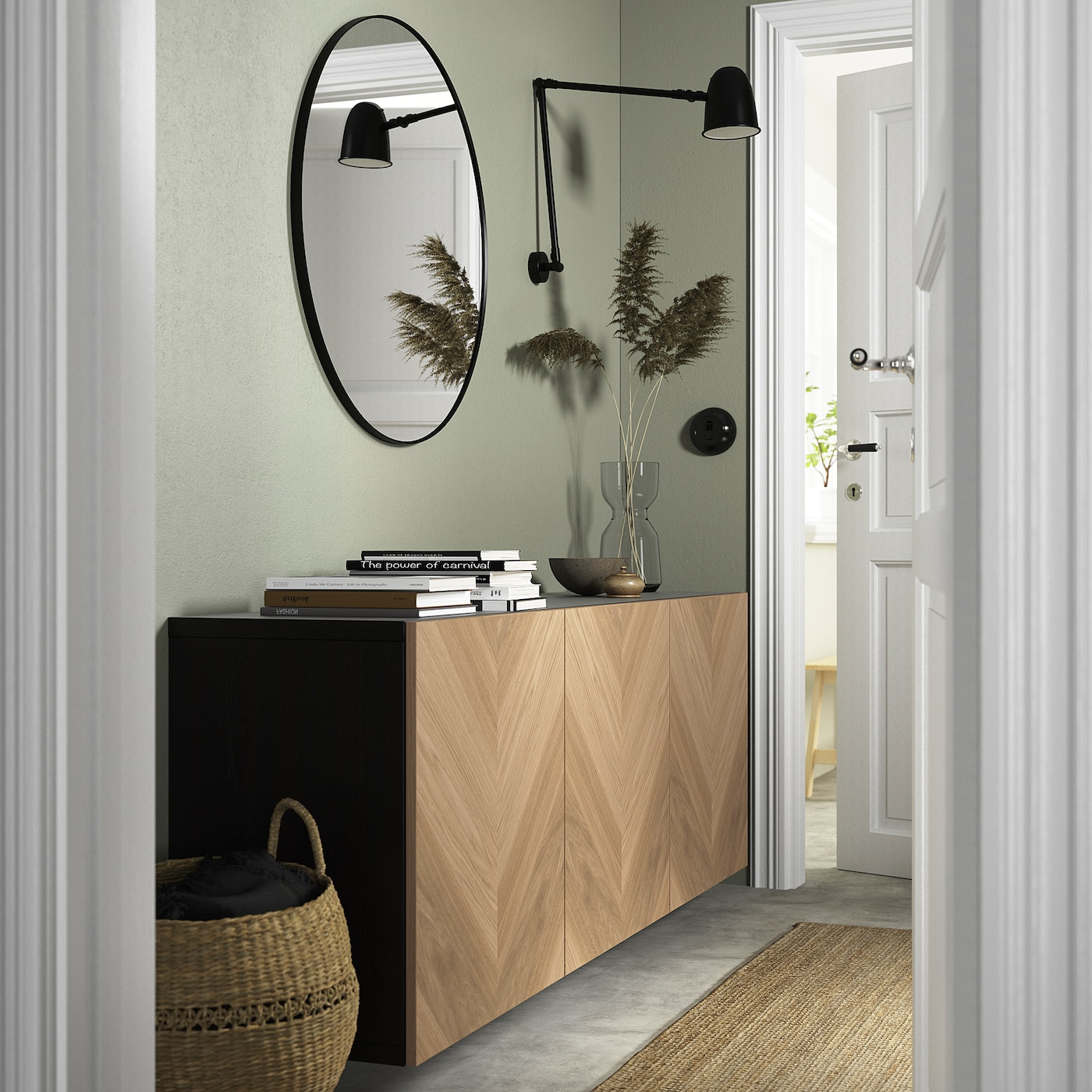 IKEA BESTA キャビネット ブラックブラウン 180x42x74 cm BESTÅ ベストー 壁取り付け式キャビネットコンビネーション