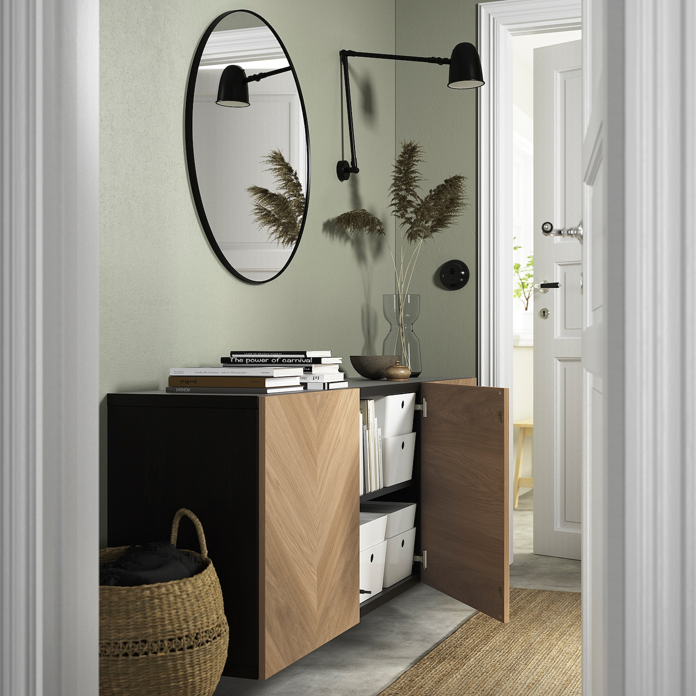 BESTÅ wall-mounted cabinet combination black-brown Hedeviken