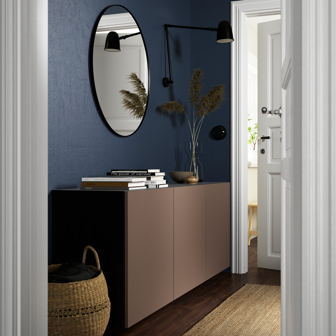 BESTÅ wall-mounted cabinet combination black-brown/Hjortviken