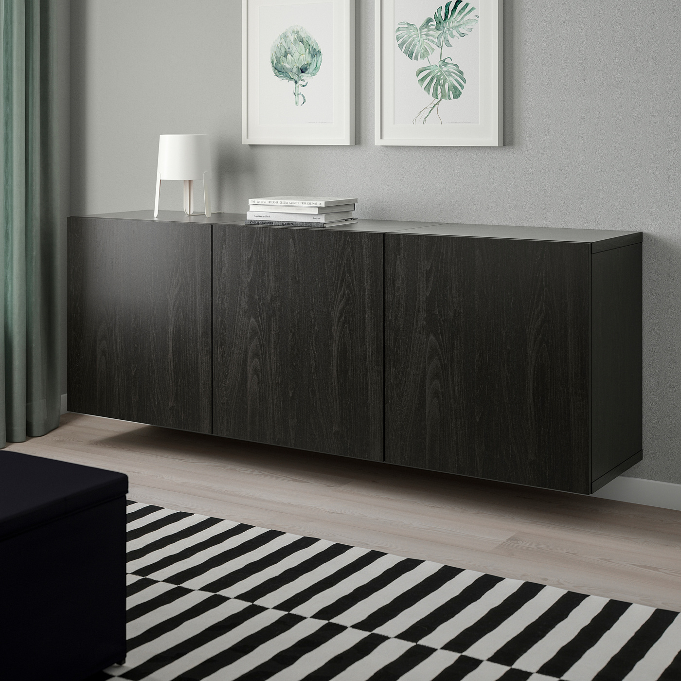 BESTÅ wall-mounted cabinet combination black-brown/Lappviken black