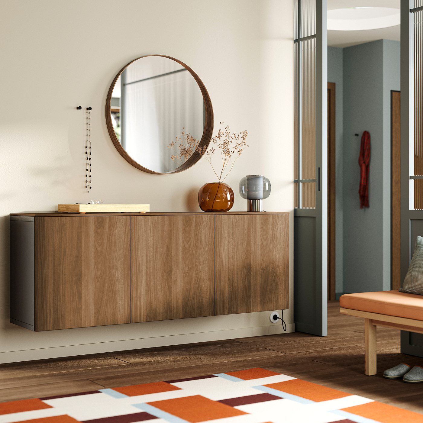 BESTÅ wall-mounted cabinet combination black-brown/Lappviken