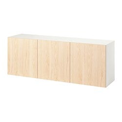 BESTÅ wall-mounted cabinet combination white/Hedeviken oak