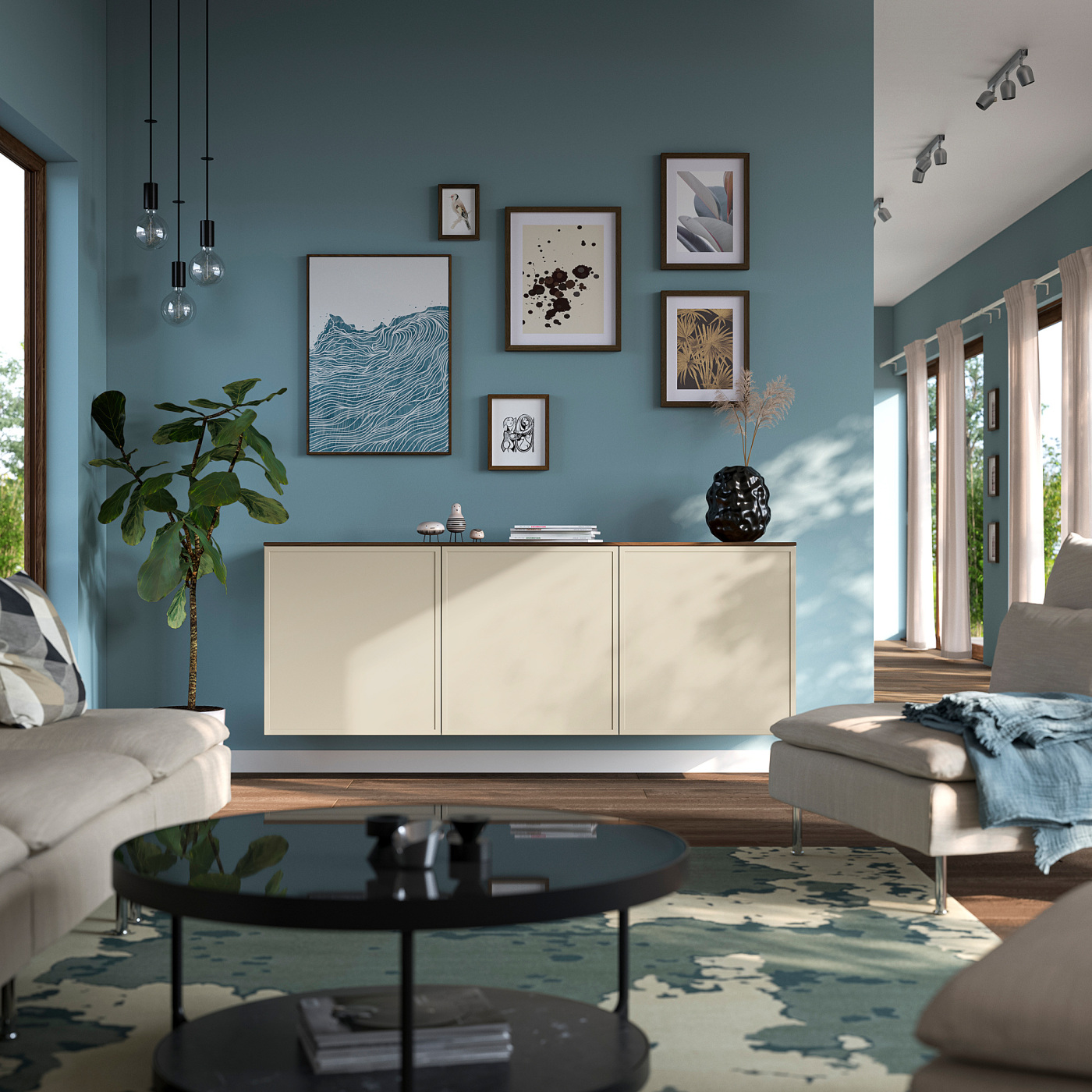 BESTÅ wall-mounted cabinet combination white Krukmakare/beige