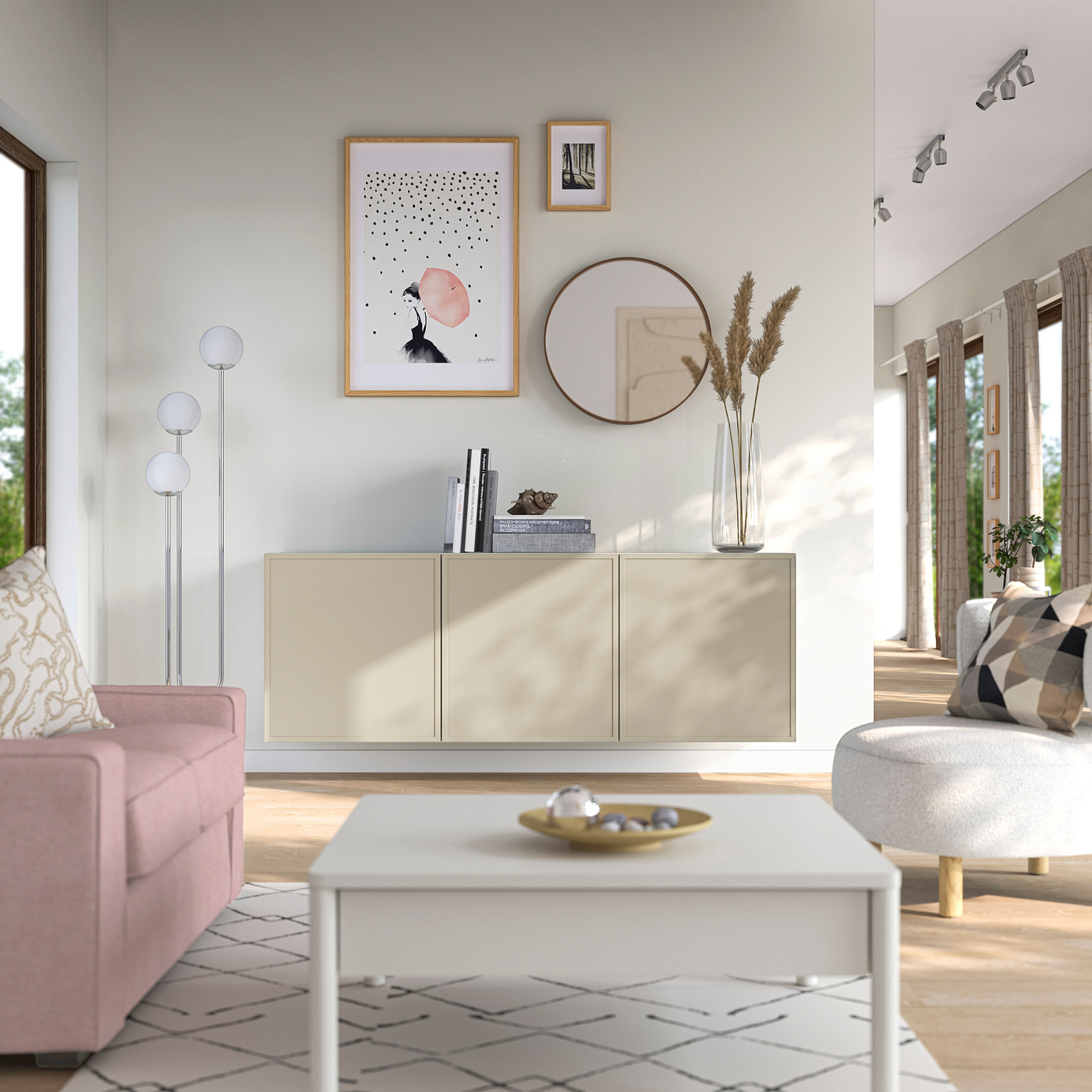 BESTÅ wall-mounted cabinet combination white/Krukmakare beige - IKEA