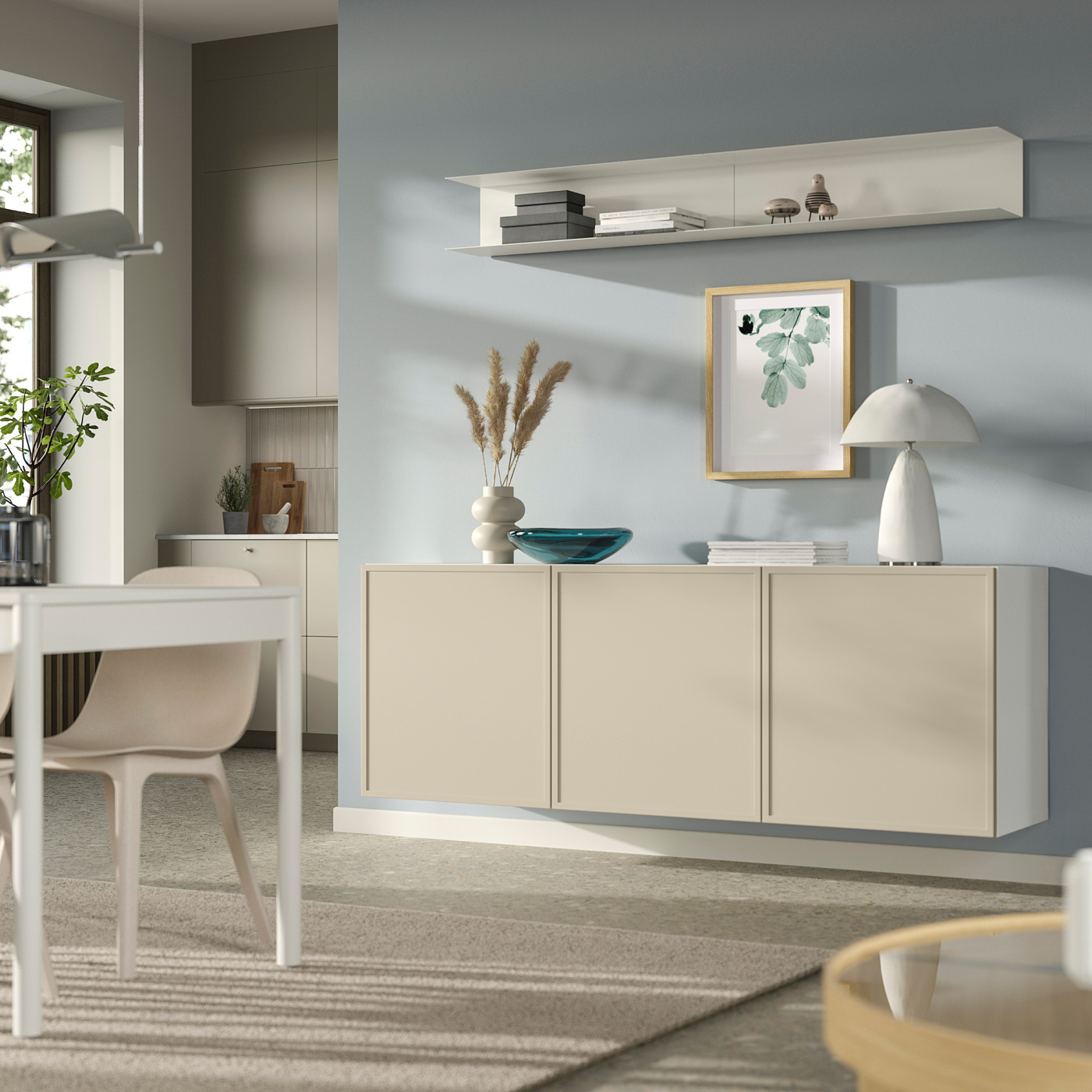 BESTÅ wall-mounted cabinet combination white/Krukmakare beige - IKEA