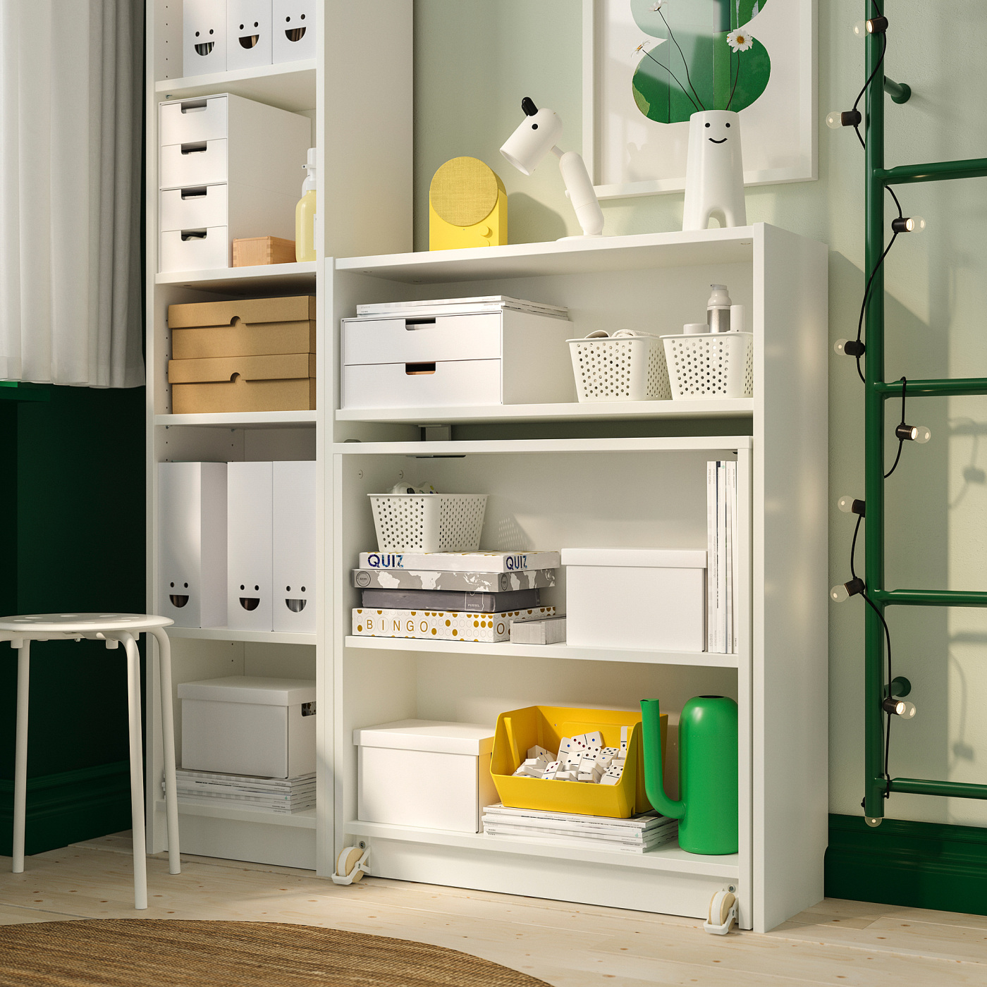 BILLY bookcase comb w foldable table white - IKEA