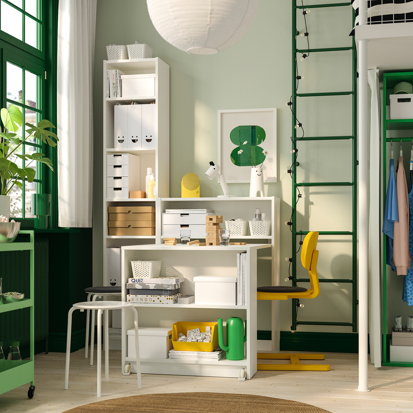 IKEA / BILLY キャビネット BILLY bookcase comb w foldable table white - IKEA