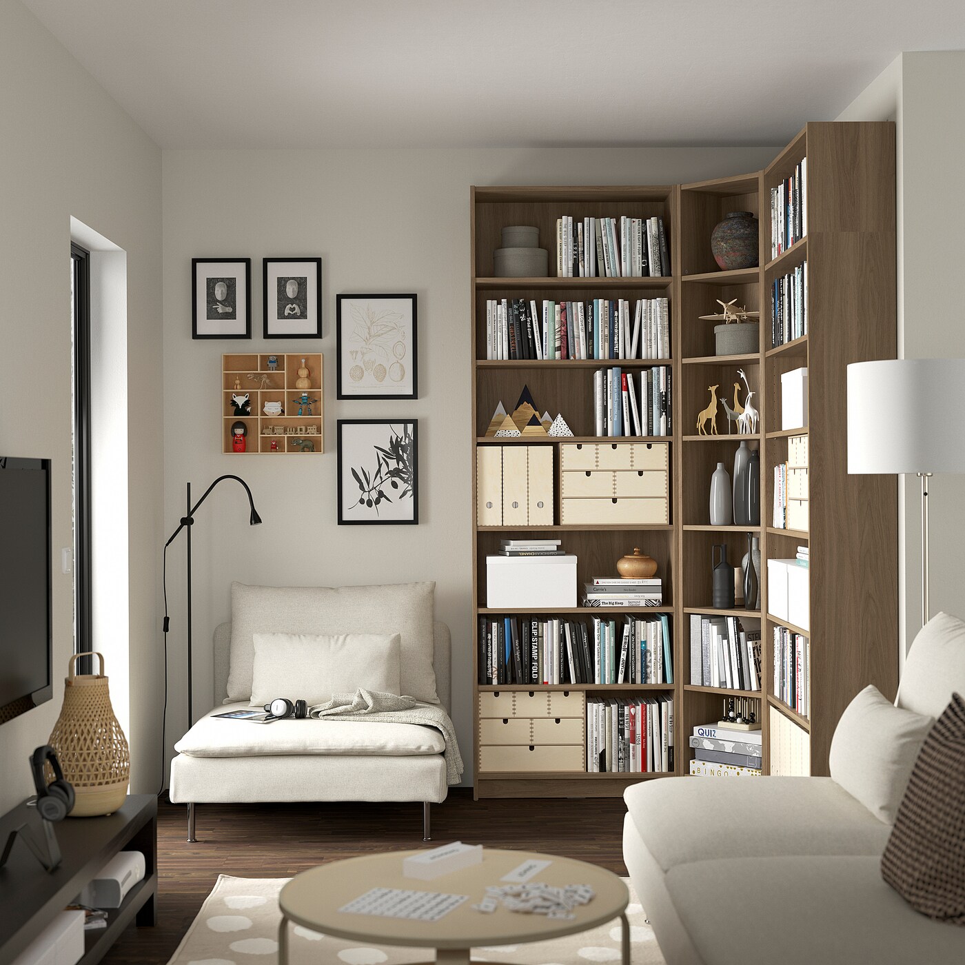BILLY bookcase corner comb w ext units oak effect - IKEA