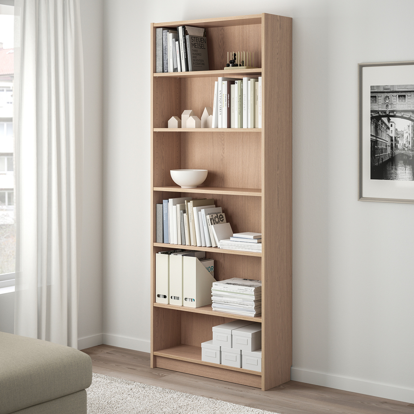 【Ikea】Billy Bookcase BILLY bookcase white stained oak veneer - IKEA