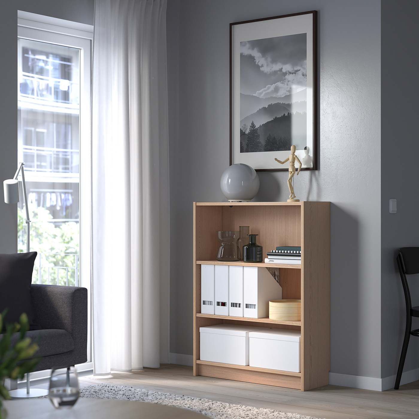 BILLY bookcase white stained oak veneer - IKEA