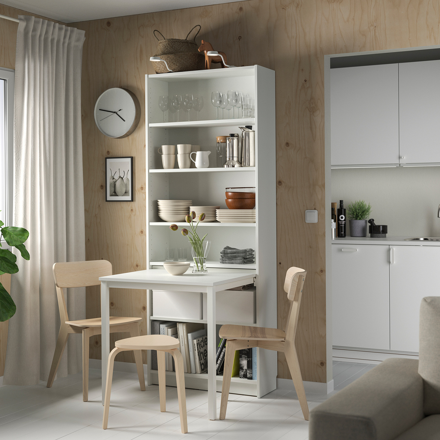 BILLY Bookcase with desk white - IKEA