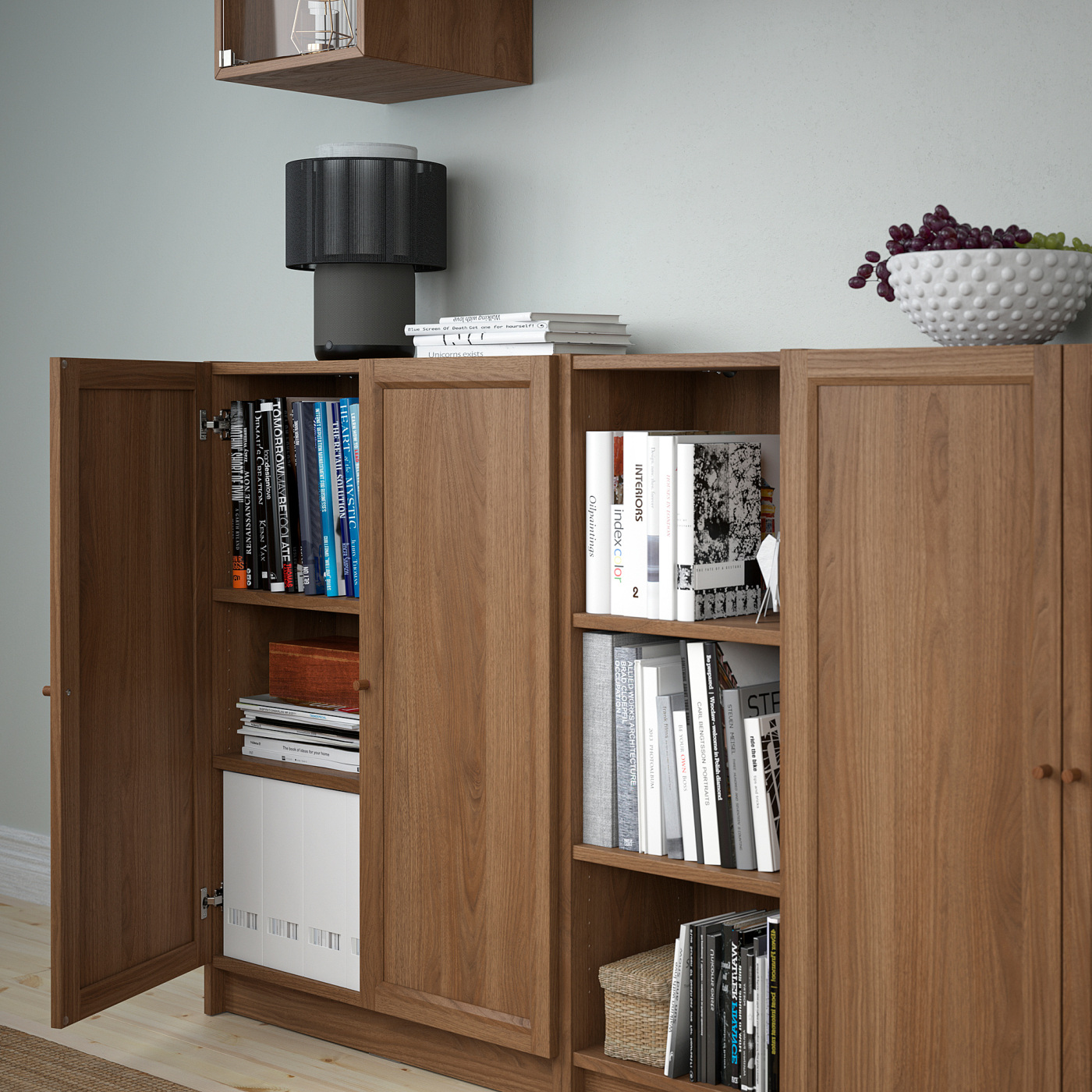 BILLY / EKET storage combination with doors brown walnut effect