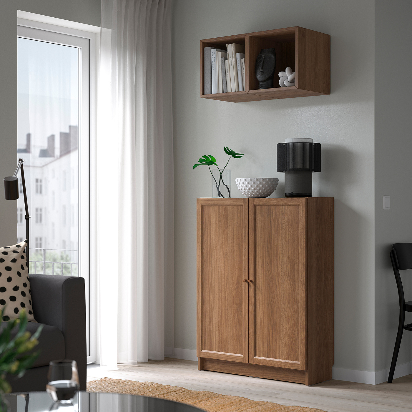 BILLY / EKET storage combination with doors brown walnut effect - IKEA