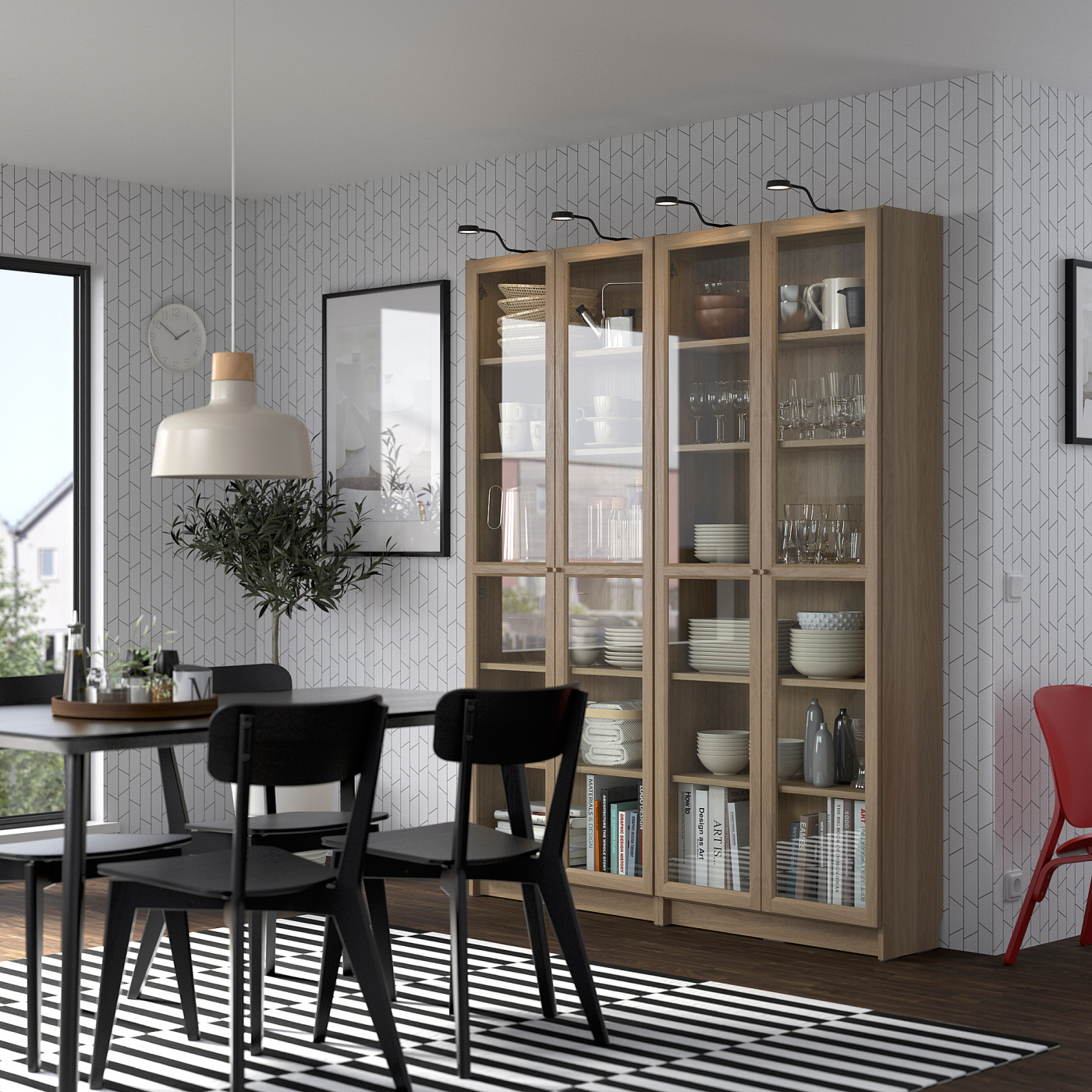 BILLY / OXBERG bookcase combination w glass doors oak effect - IKEA