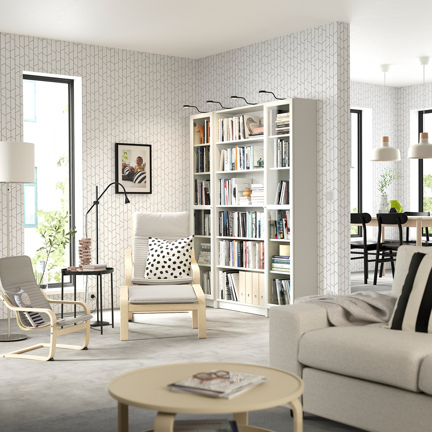 BILLY / OXBERG bookcase combination w glass doors white - IKEA