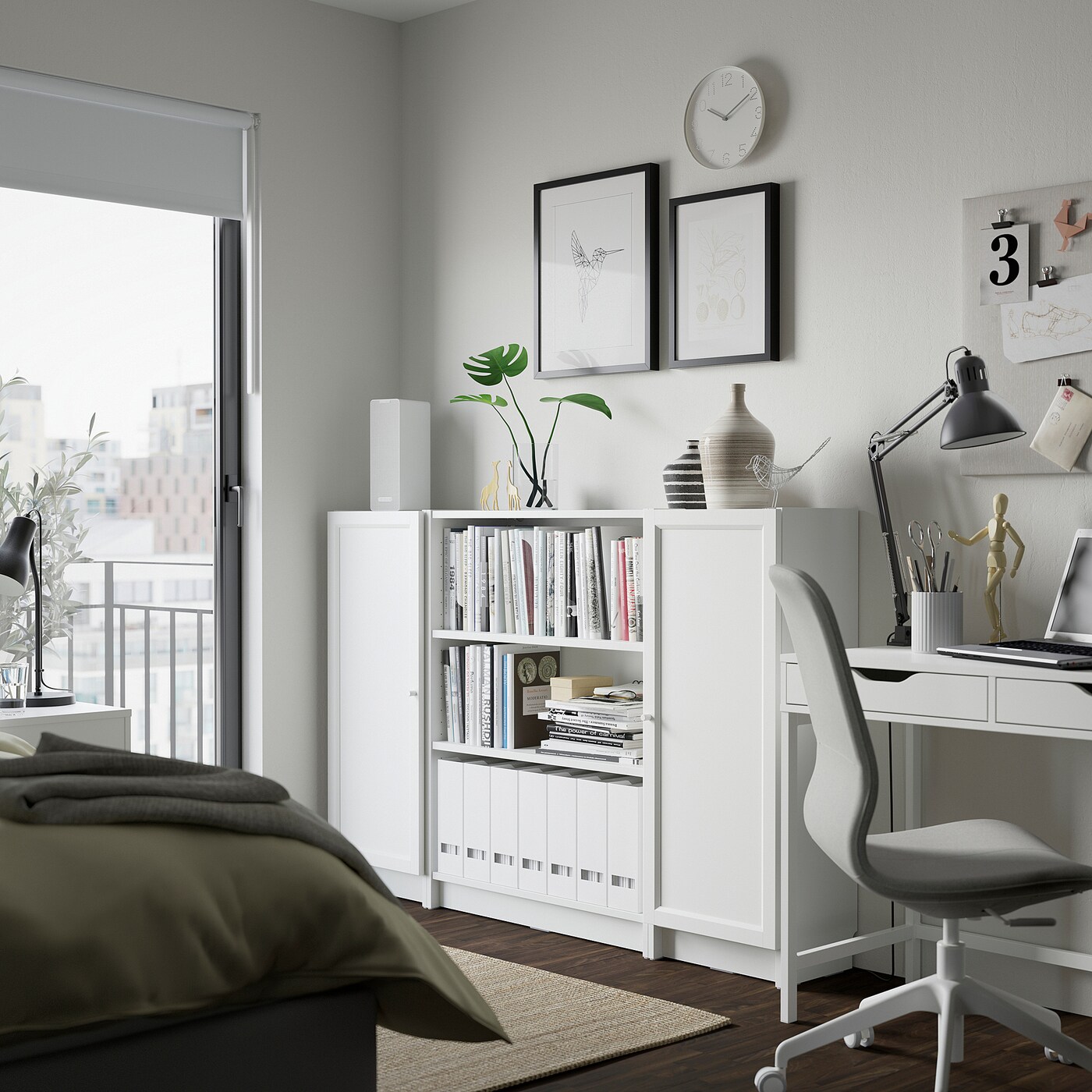 BILLY / OXBERG bookcase combination with doors white - IKEA