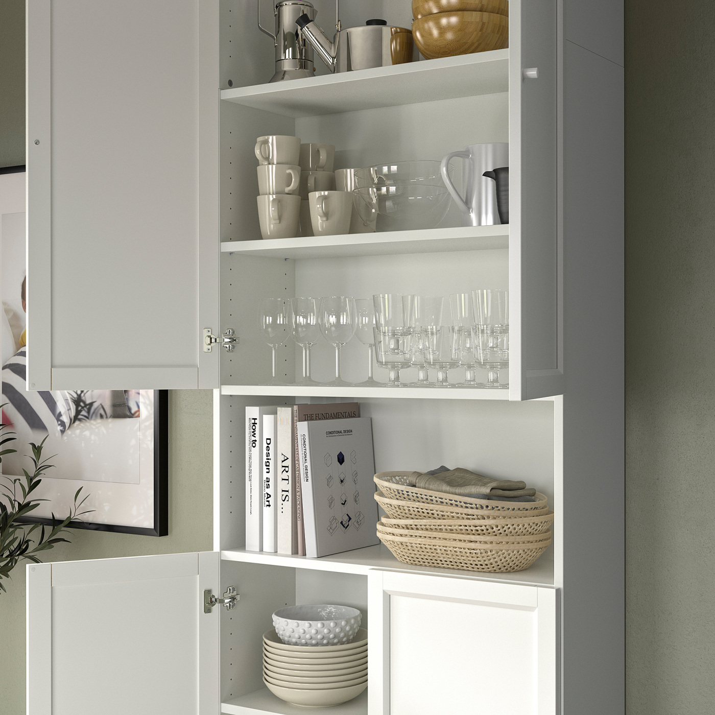BILLY / OXBERG bookcase w doors/extension unit white - IKEA