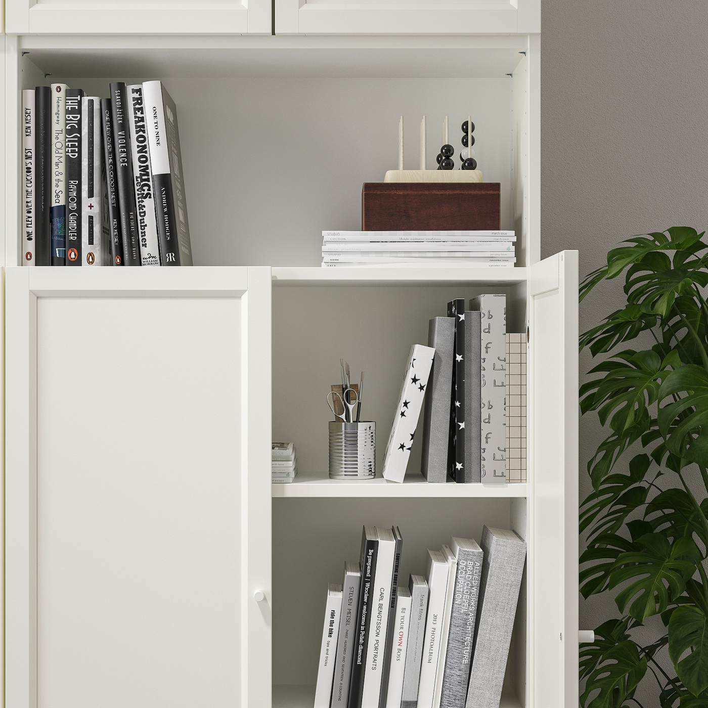 BILLY / OXBERG bookcase w height extension ut/drs white - IKEA