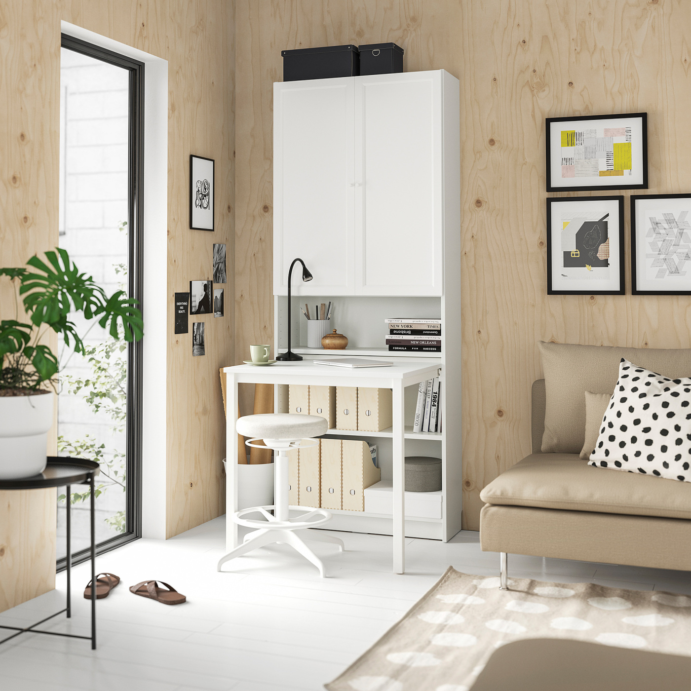 BILLY / OXBERG Bookcase with desk white - IKEA