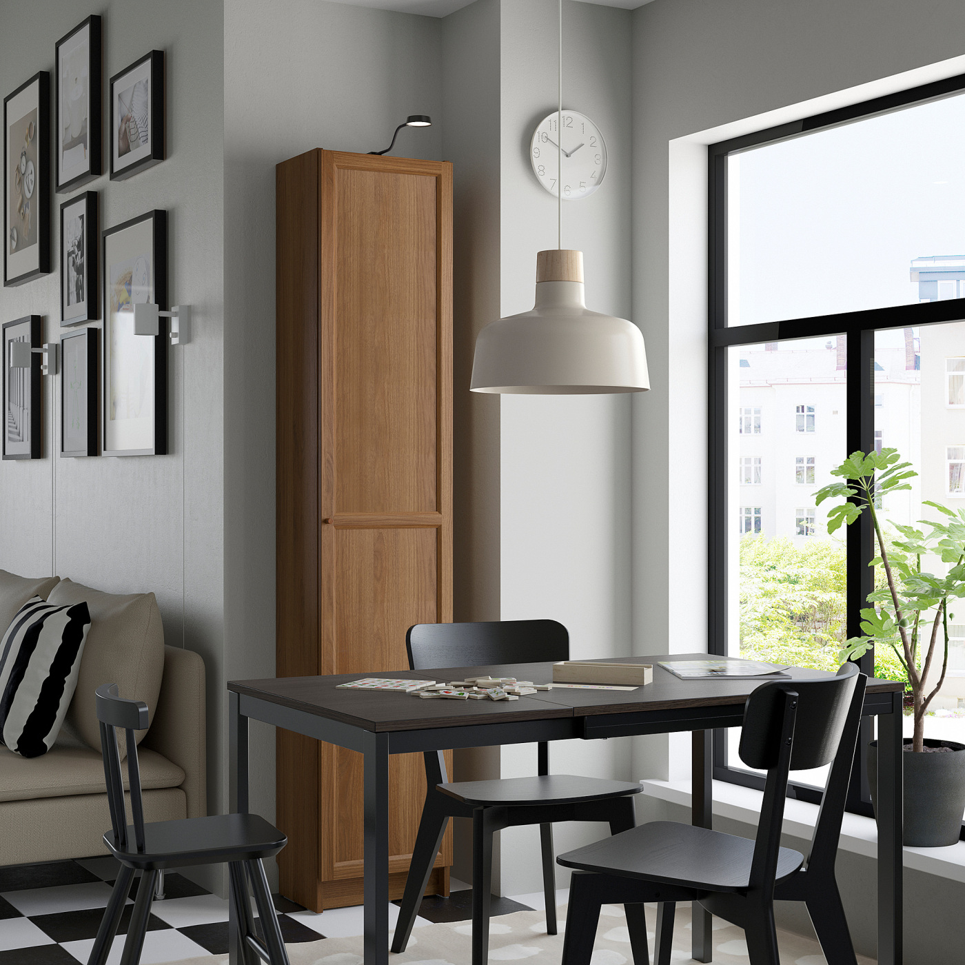 BILLY / OXBERG bookcase with door brown walnut effect - IKEA