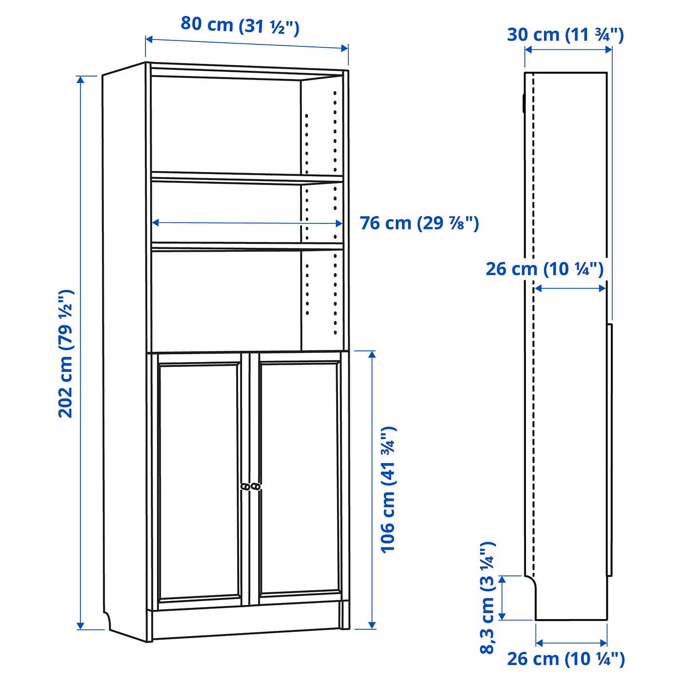 (友夢) IKEA BILLY OXBERG ピース2 BILLY / OXBERG bookcase with doors dark brown oak effect - IKEA