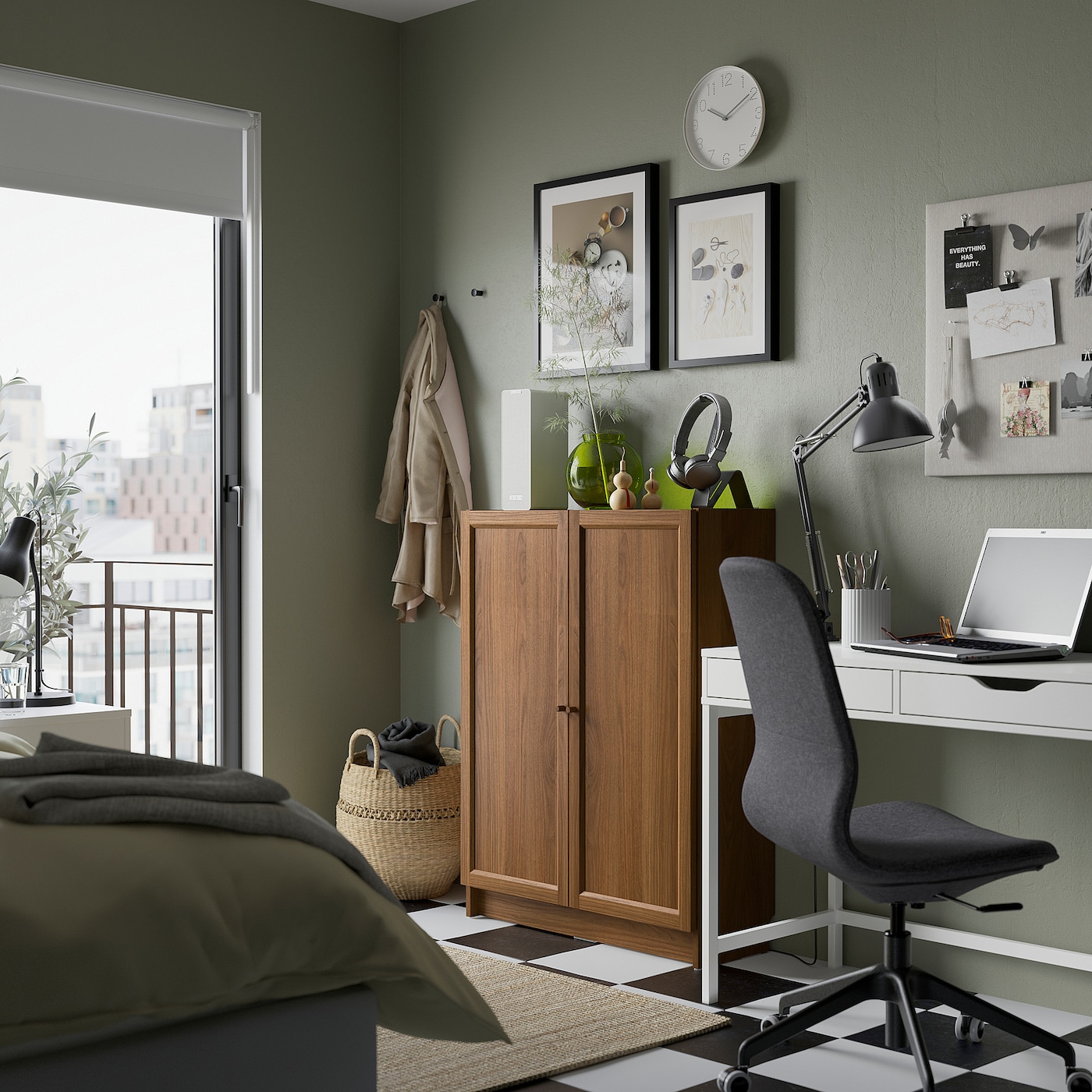BILLY / OXBERG bookcase with doors brown walnut effect - IKEA