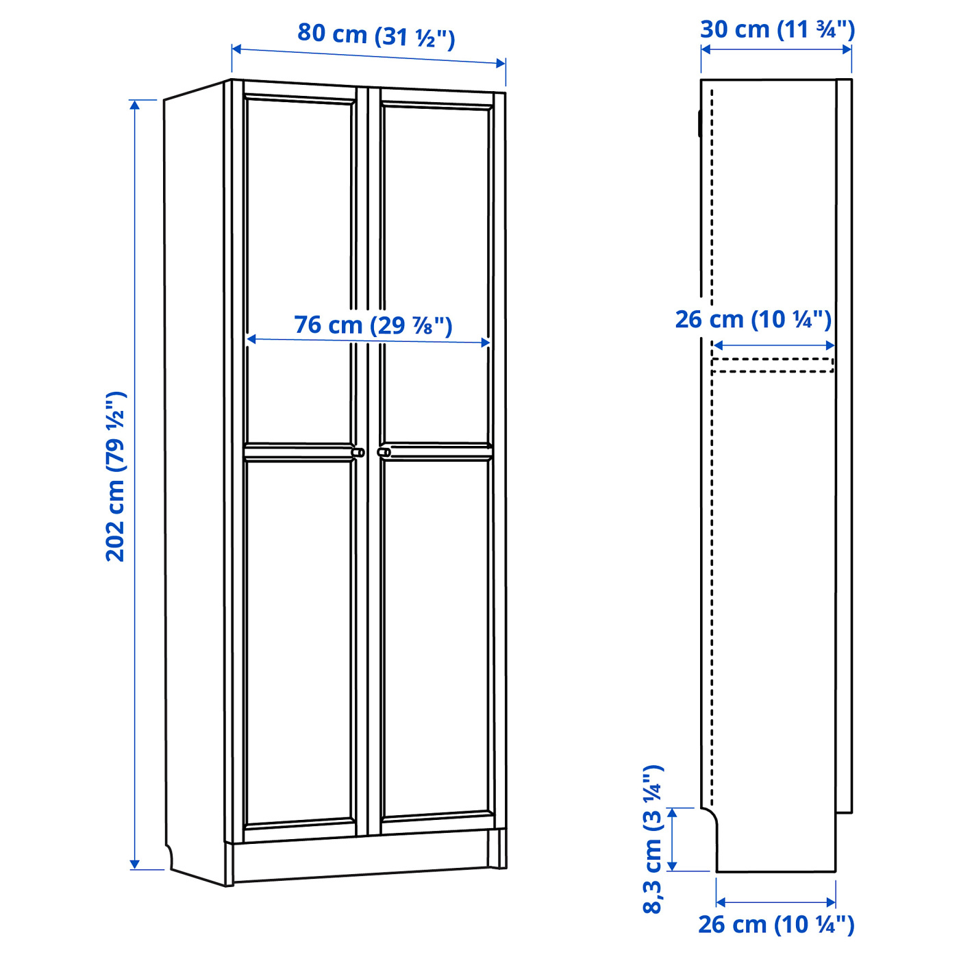 BILLY / OXBERG bookcase with doors dark brown oak effect - IKEA