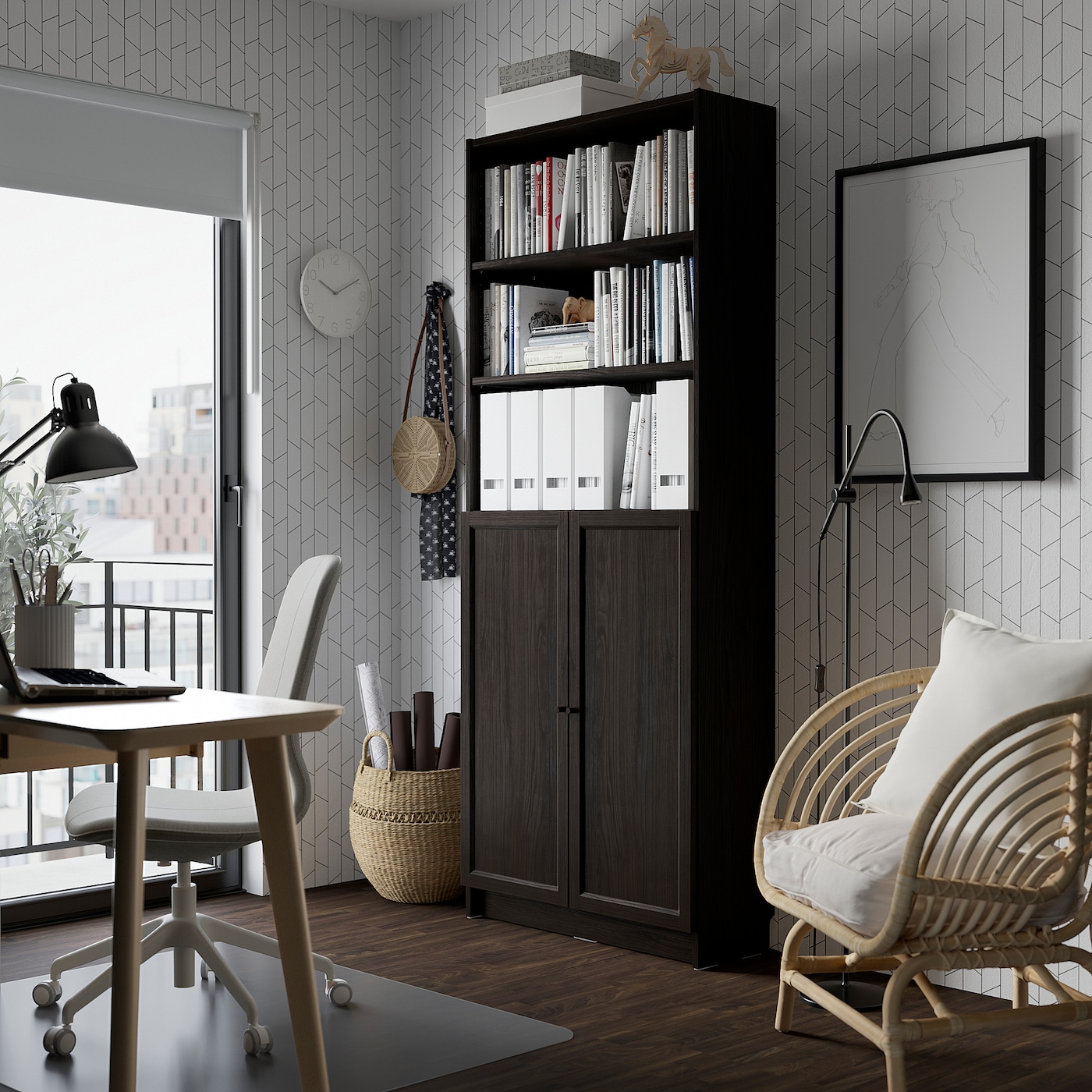 (友夢) IKEA BILLY OXBERG ピース2 BILLY / OXBERG bookcase with glass doors oak effect - IKEA