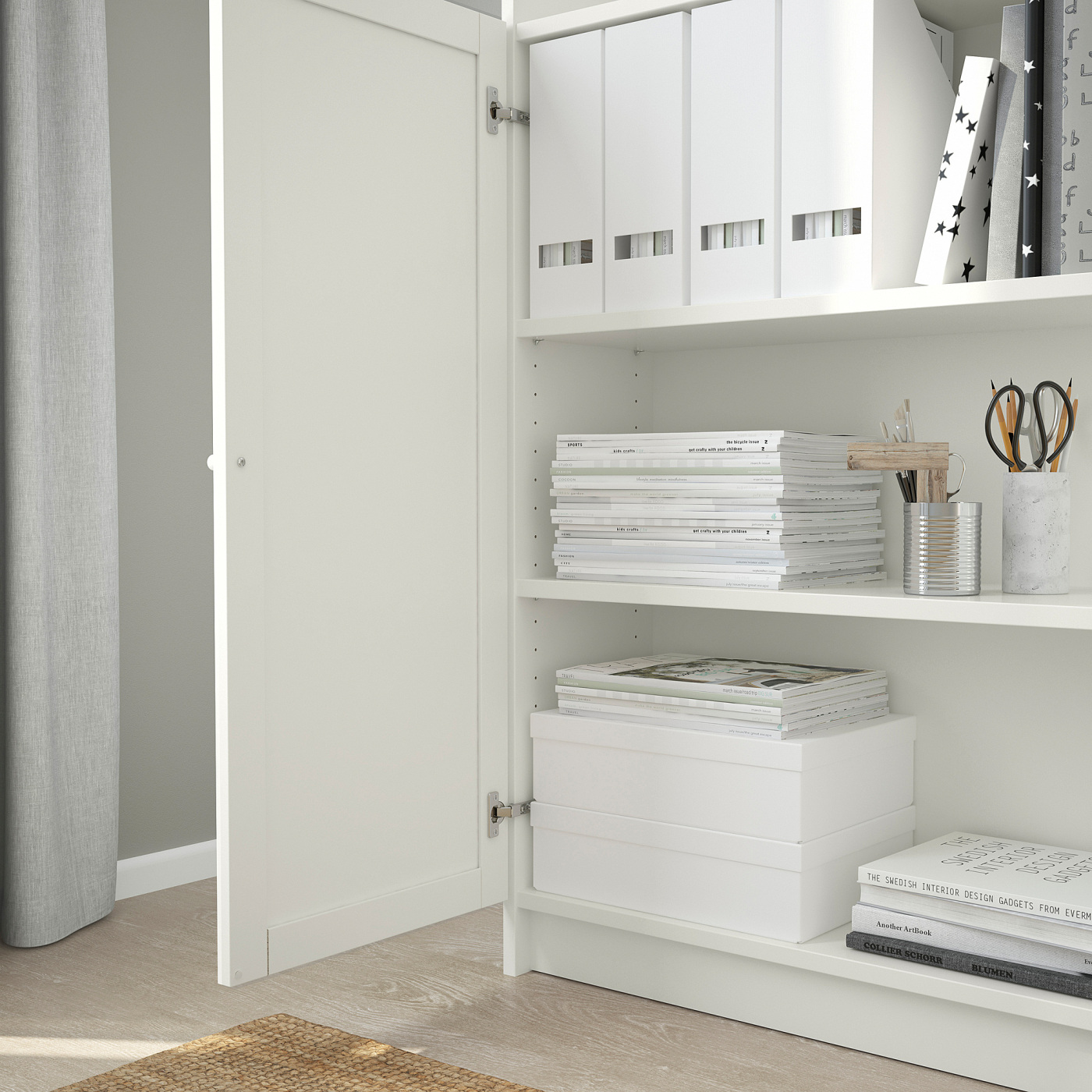 BILLY / OXBERG bookcase with doors white - IKEA