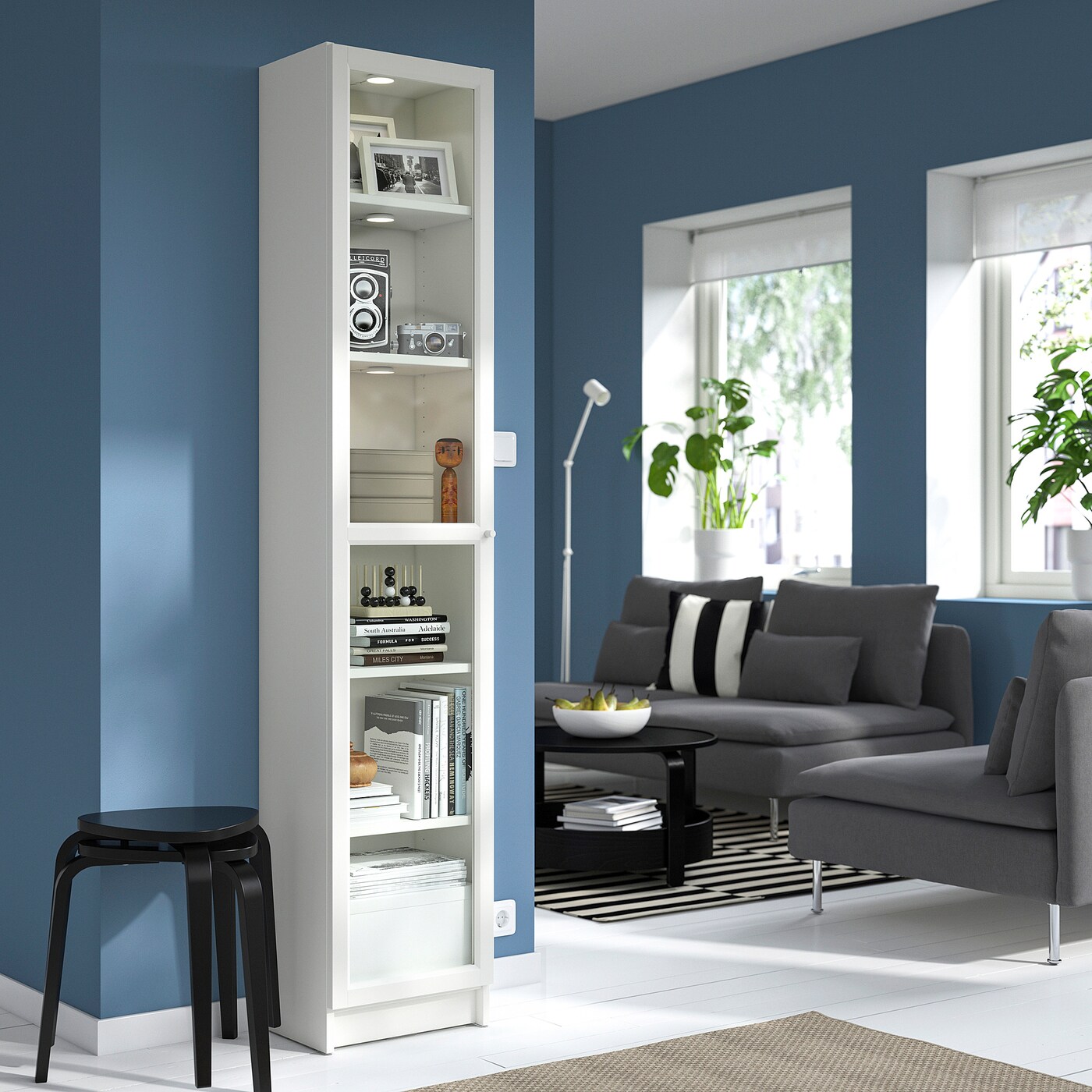 BILLY / OXBERG bookcase with glass door white/glass - IKEA