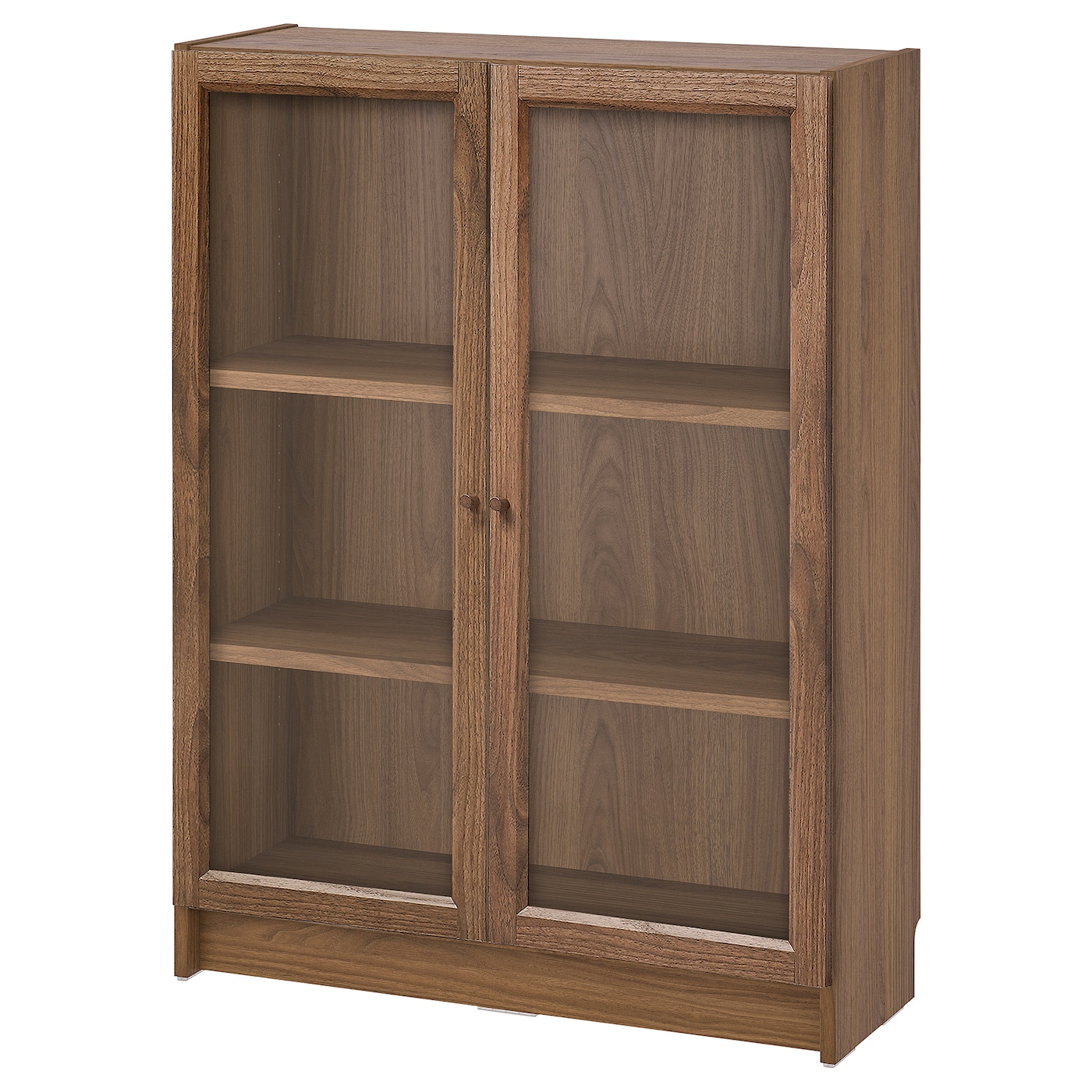 BILLY / OXBERG bookcase with glass doors brown/walnut effect