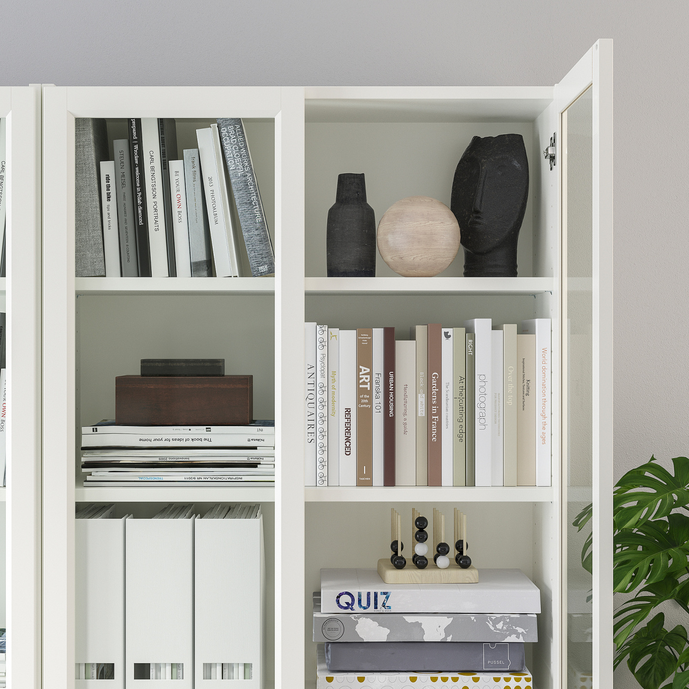 BILLY / OXBERG bookcase with panel/glass doors white/glass - IKEA
